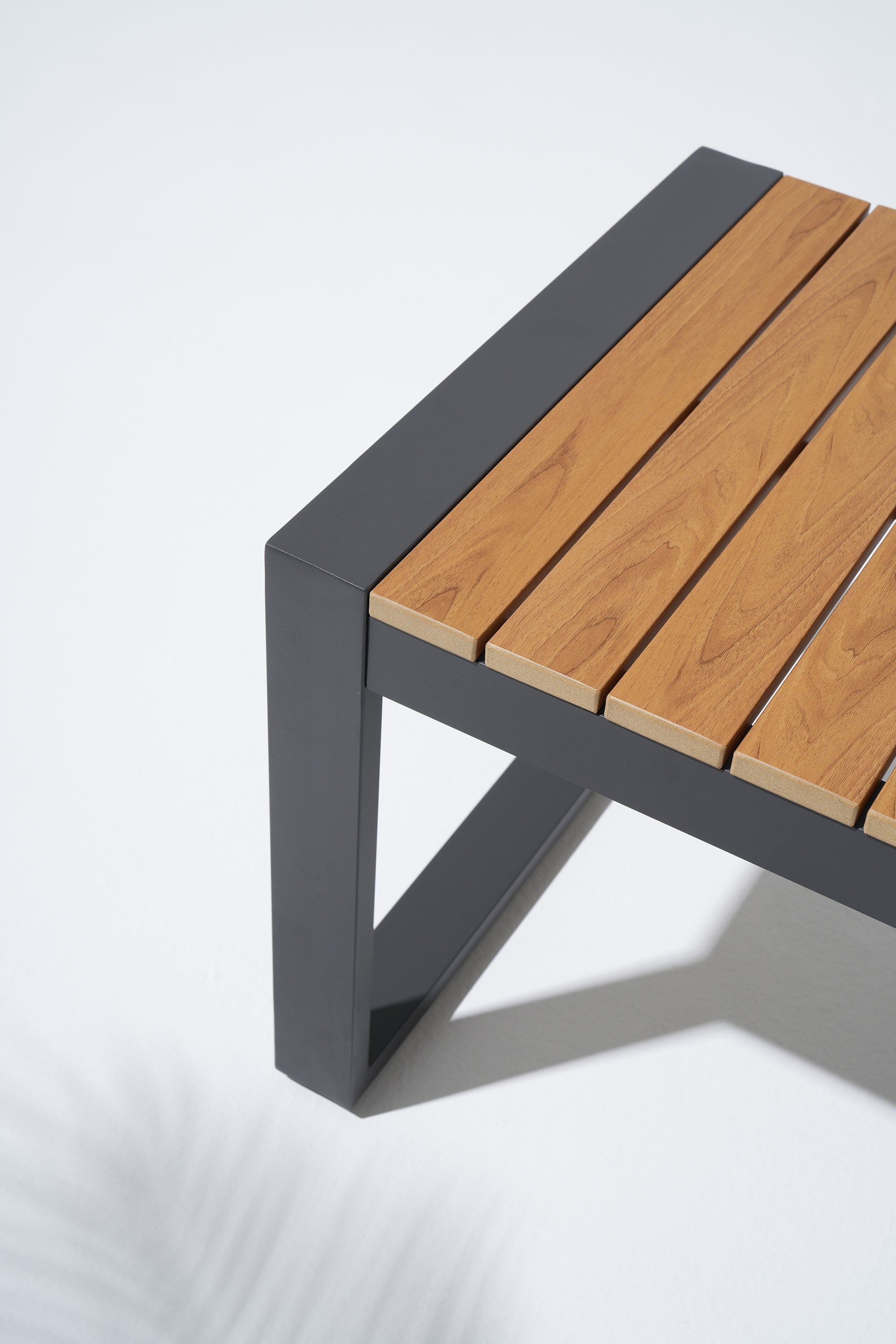 Addison Square Aluminum Outdoor Side Table with Wooden Tabletop