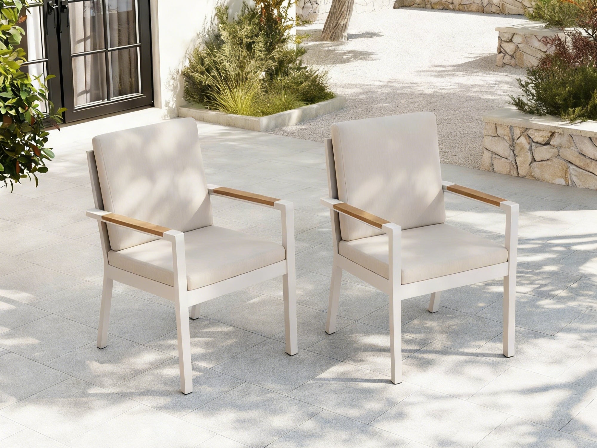 Addison Outdoor Aluminum Dining Chair, Linen Cushions