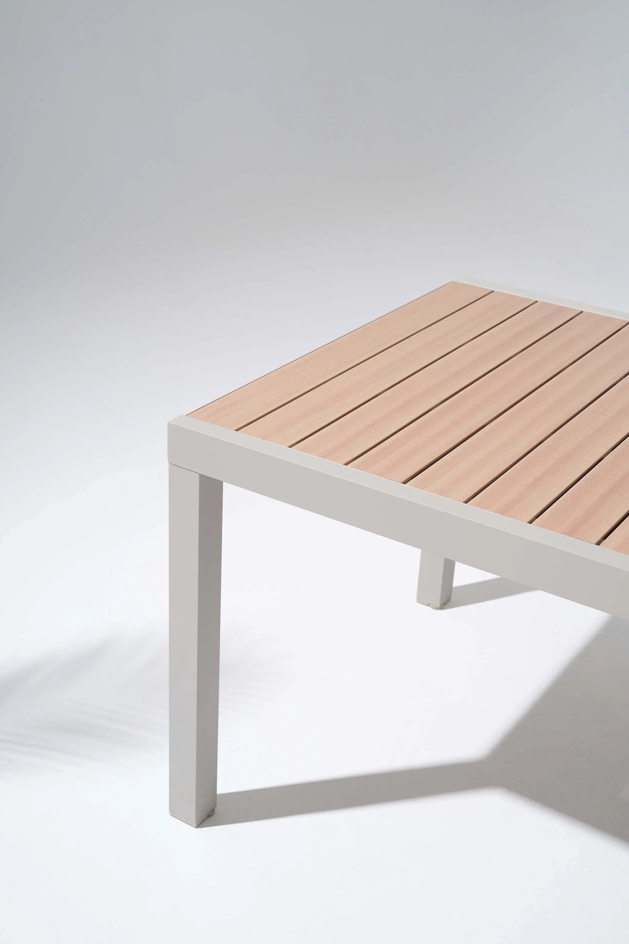 Wooden outdoor table with aluminum frame