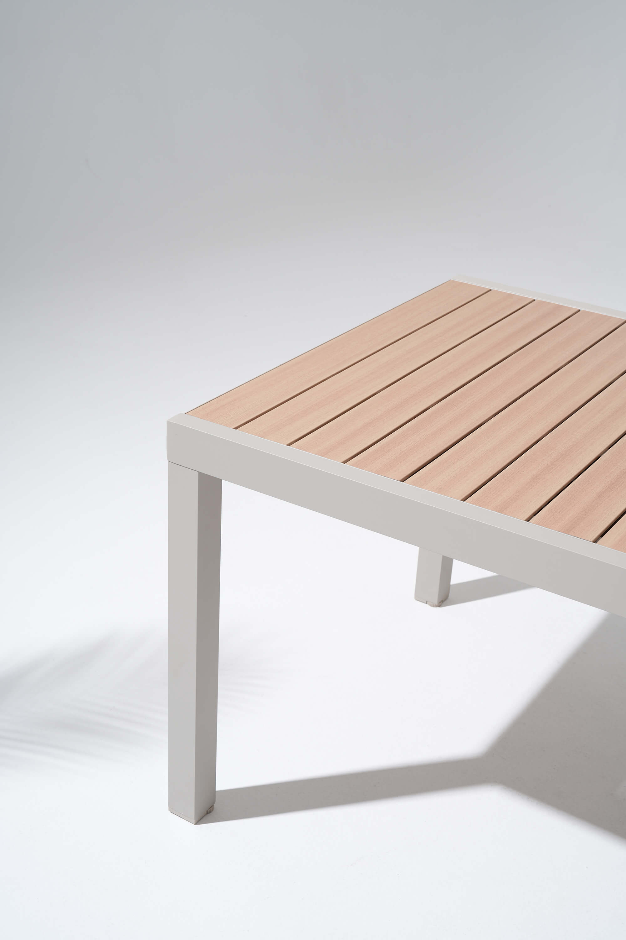 Wooden outdoor table with aluminum frame