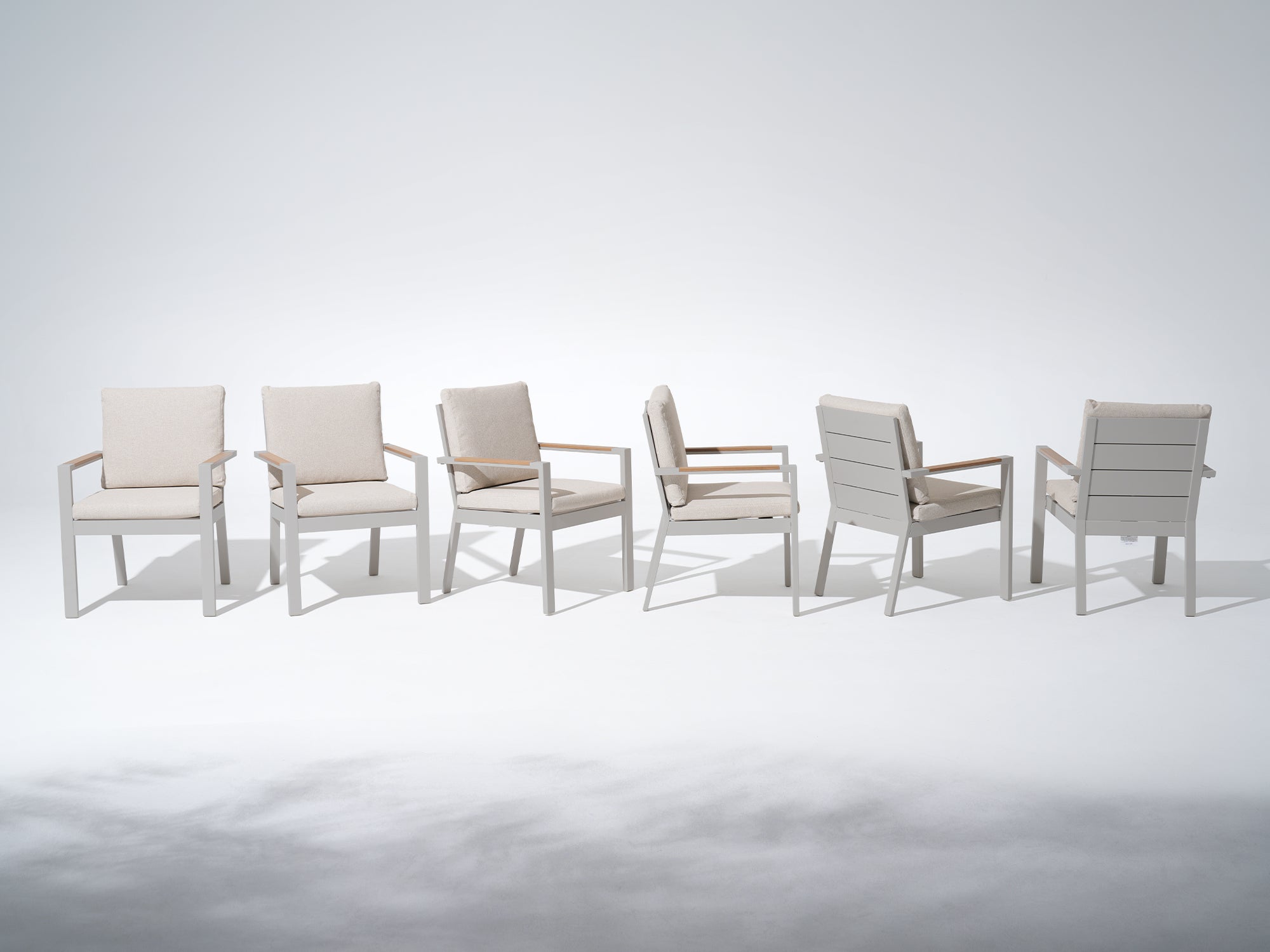 Addison Outdoor Aluminum Dining Chair, Linen Cushions, Oyster White Frame