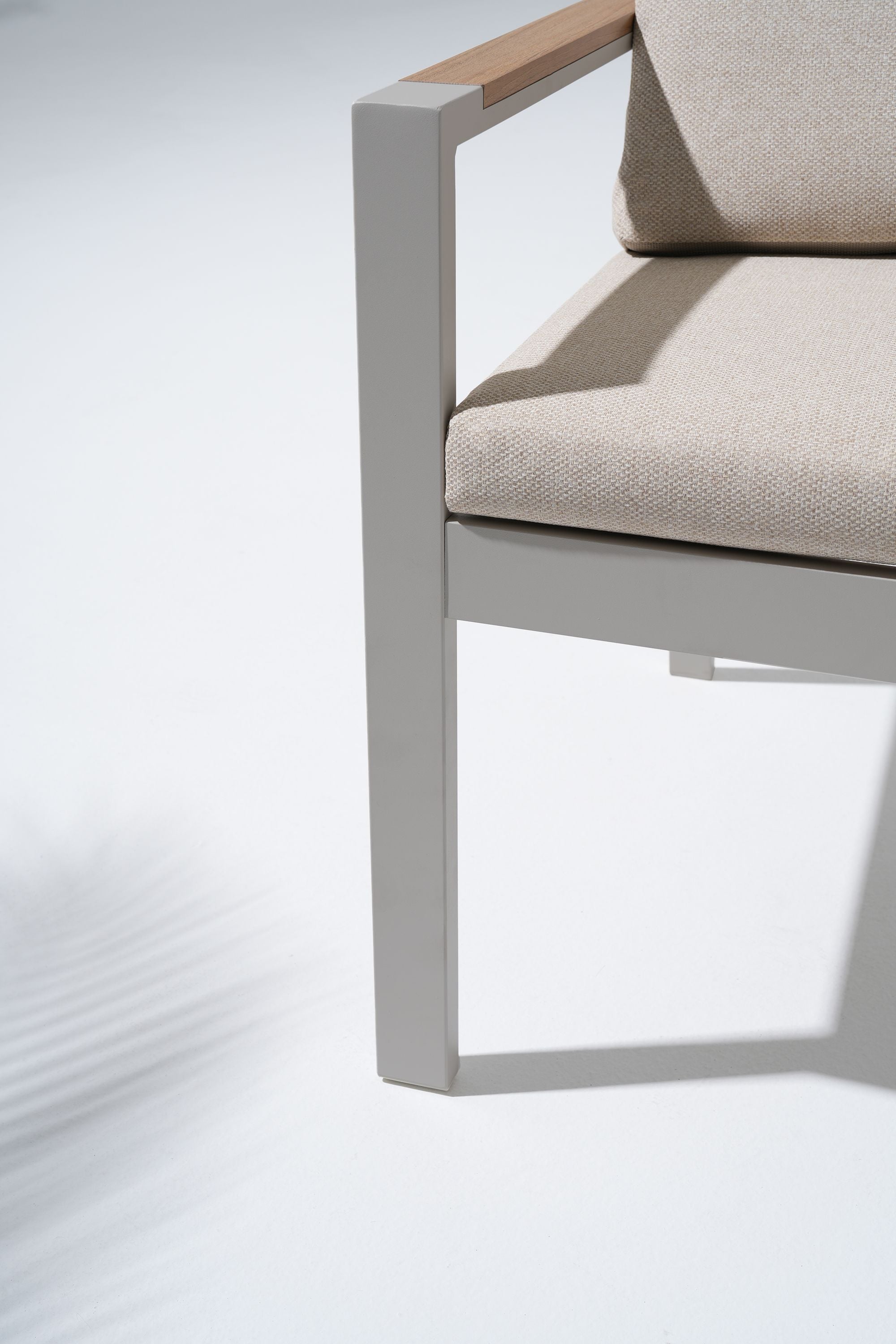 Addison Outdoor Aluminum Dining Chair, Linen Cushions, Oyster White Frame