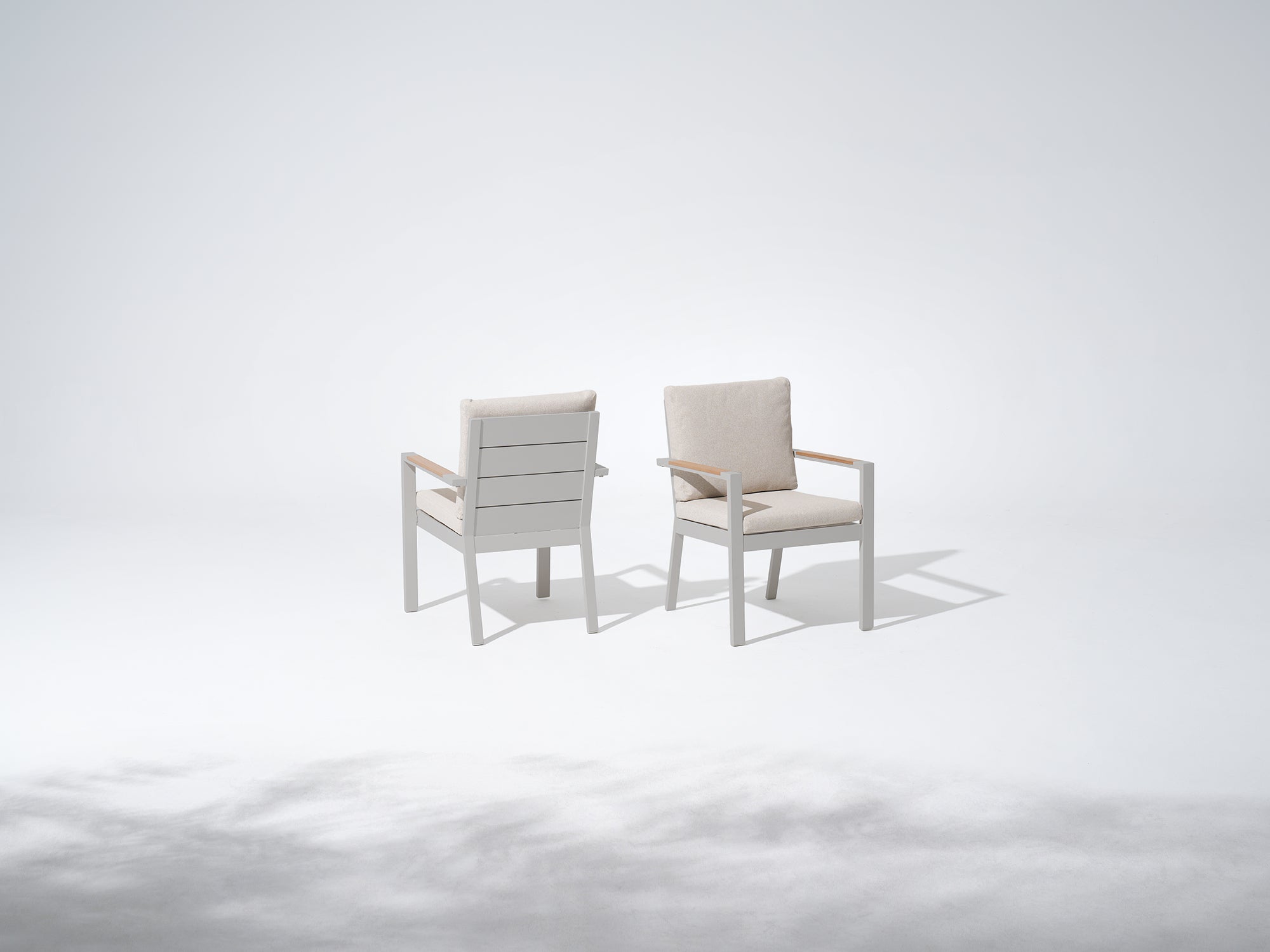 Addison Outdoor Aluminum Dining Chair, Linen Cushions - Jardina Premium Modern Outdoor Dining Furniture