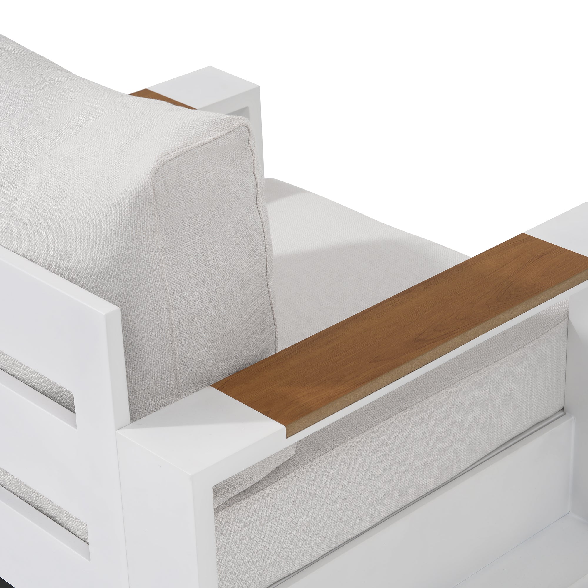 Addison outdoor single sofa details - Jardina Premium Modern Outdoor Patio Furniture #color_white