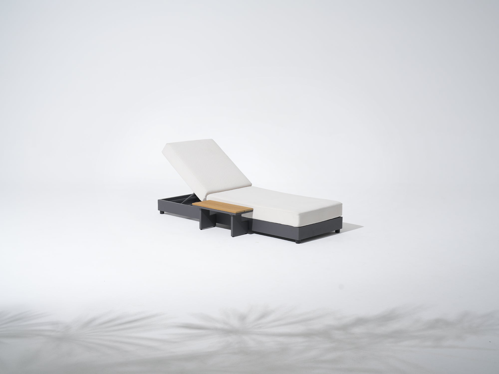 Addison Aluminum Outdoor Lounger with Side Table, Adjustable Backrest & Olefin Cushion