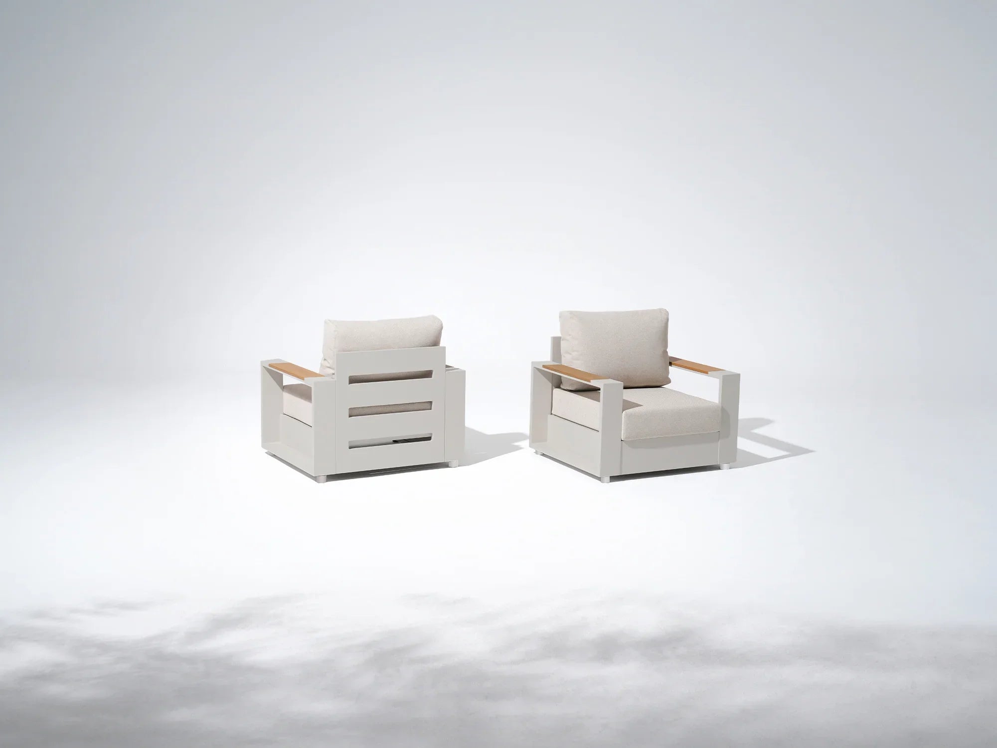 Addison Aluminum Outdoor Lounge Chair with Linen Olefin Cushions, Set of 2