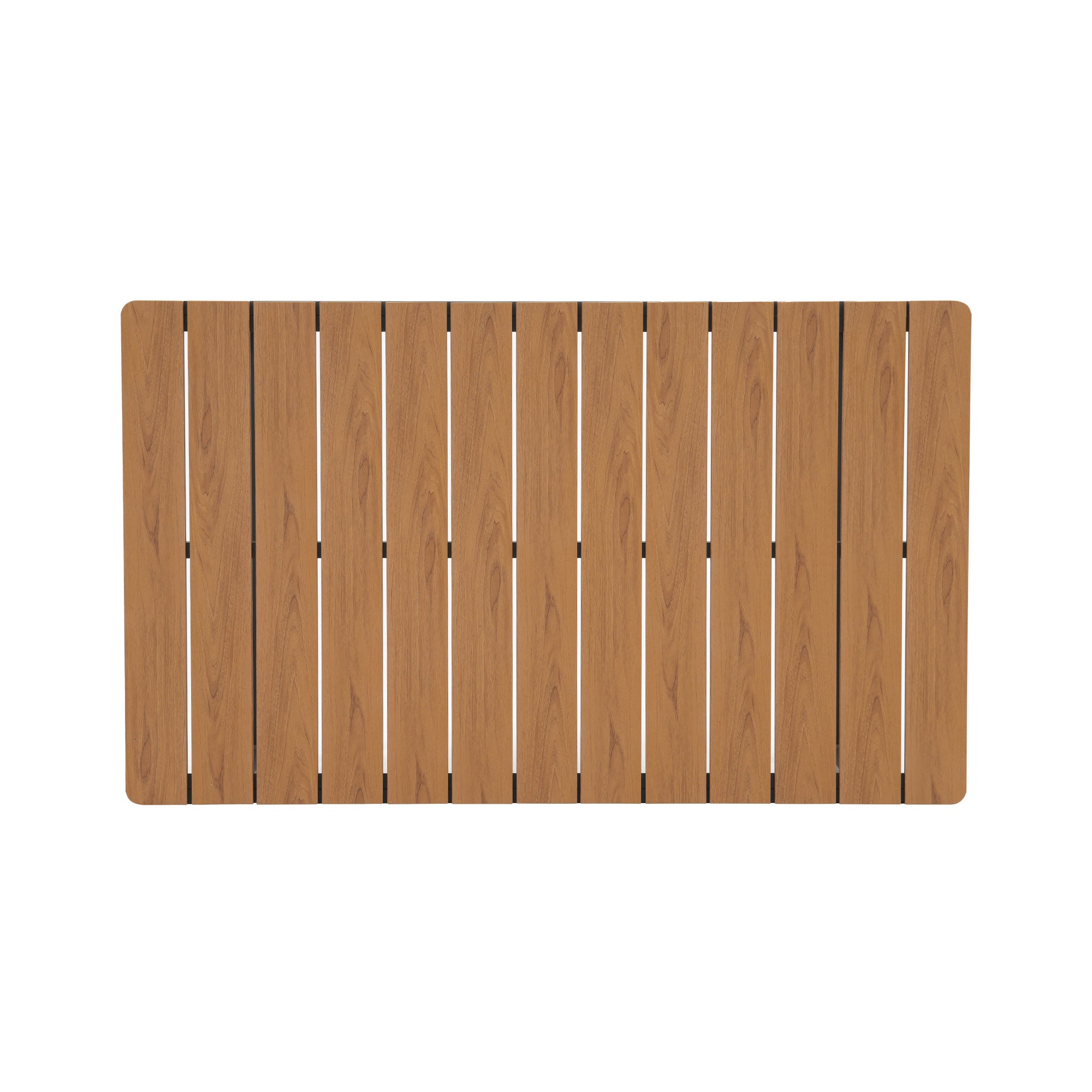 Wooden deck board with vertical slats