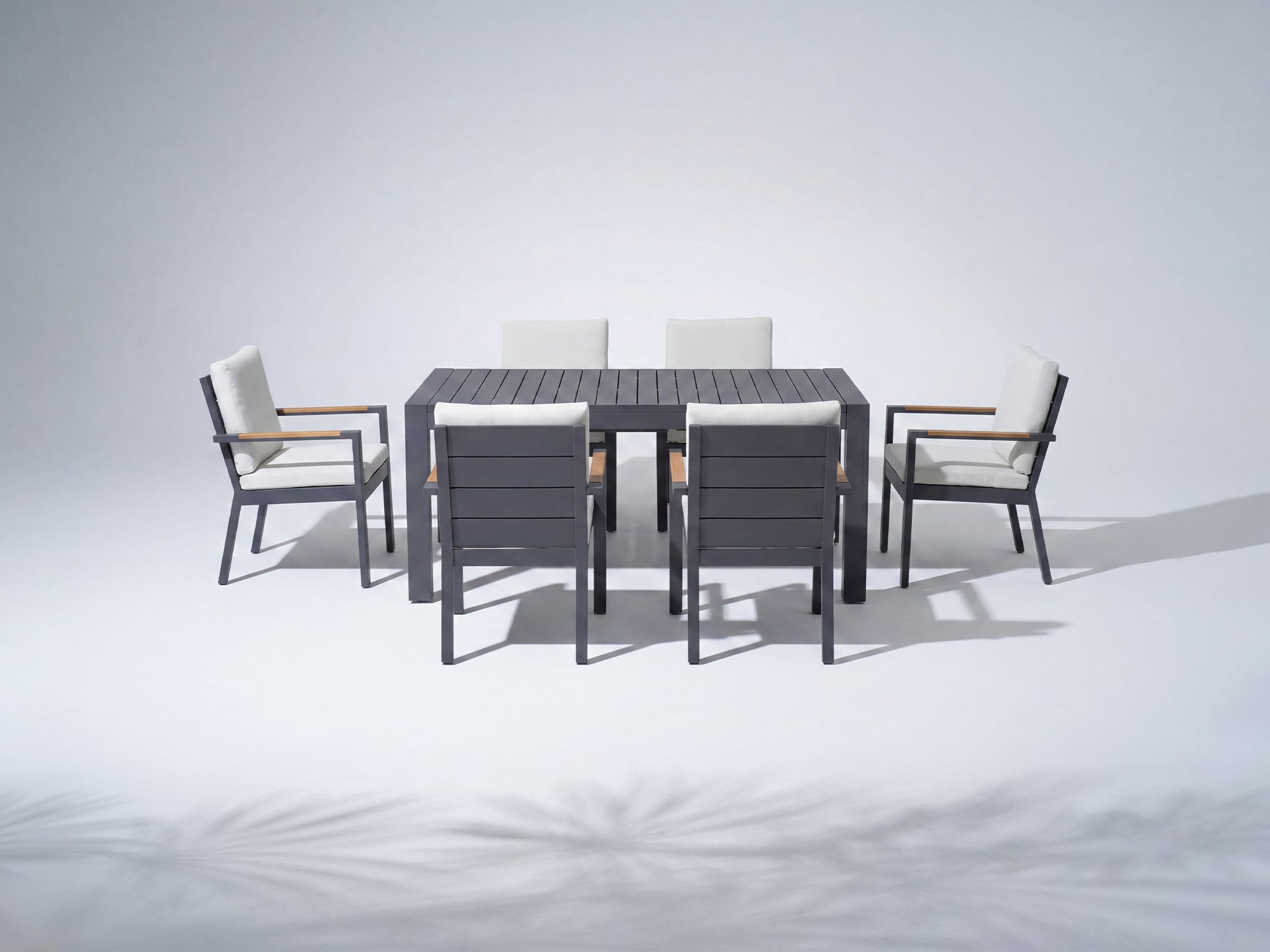 Addison Outdoor Aluminum Dining Set, Dark Grey, Extendable Design, 65"-112"