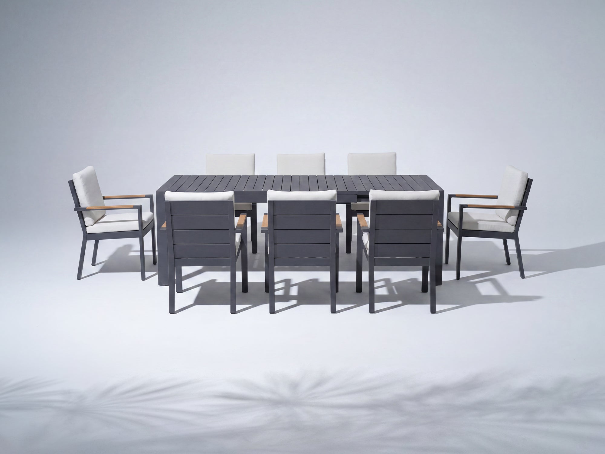 Addison Outdoor Aluminum Dining Set, Dark Grey, Extendable Design, 65"-112"