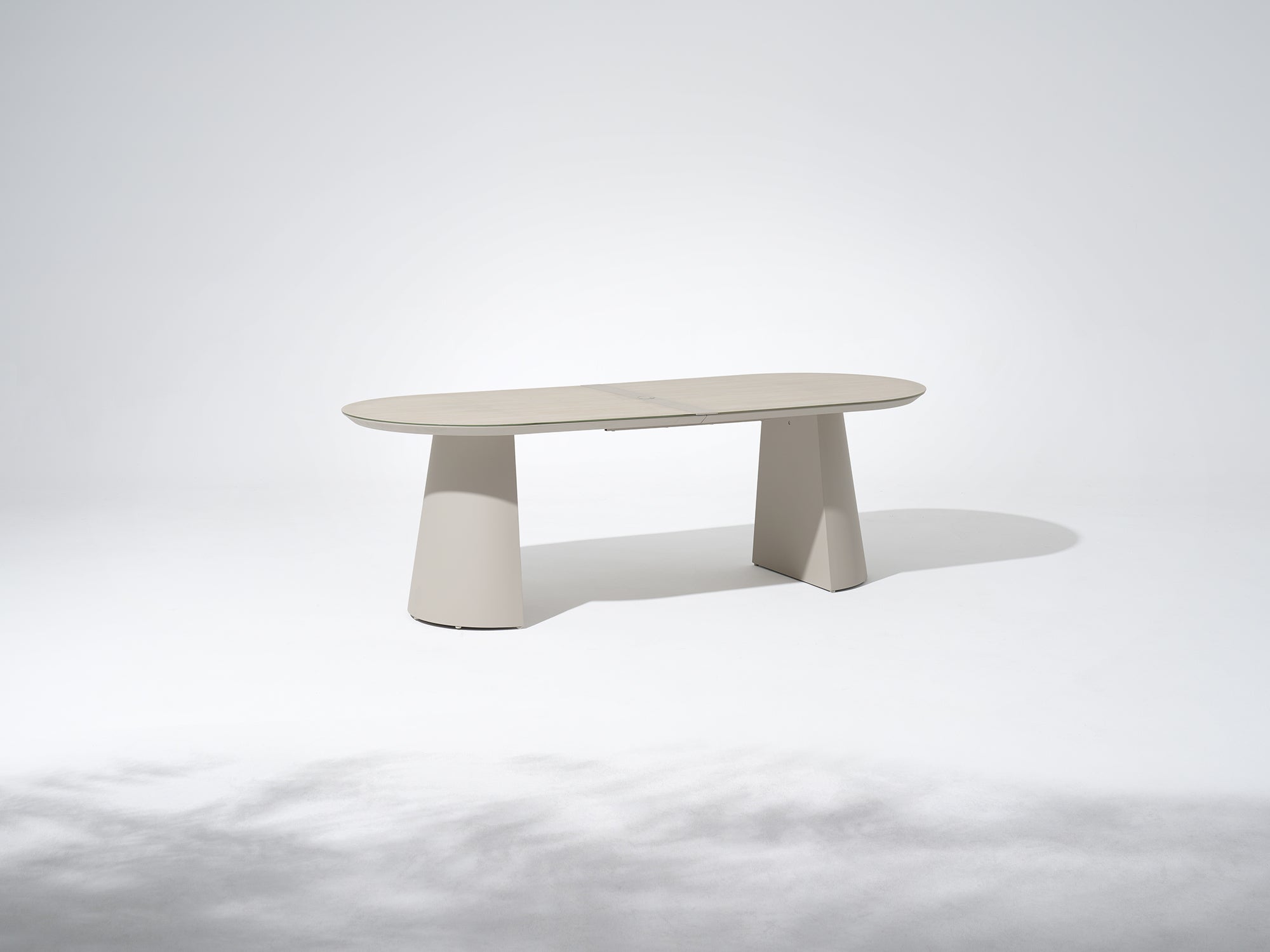 Sova Outdoor Aluminum Dining set, Light Beige Frame & Tempered Glass Tabletop, 6 Seats