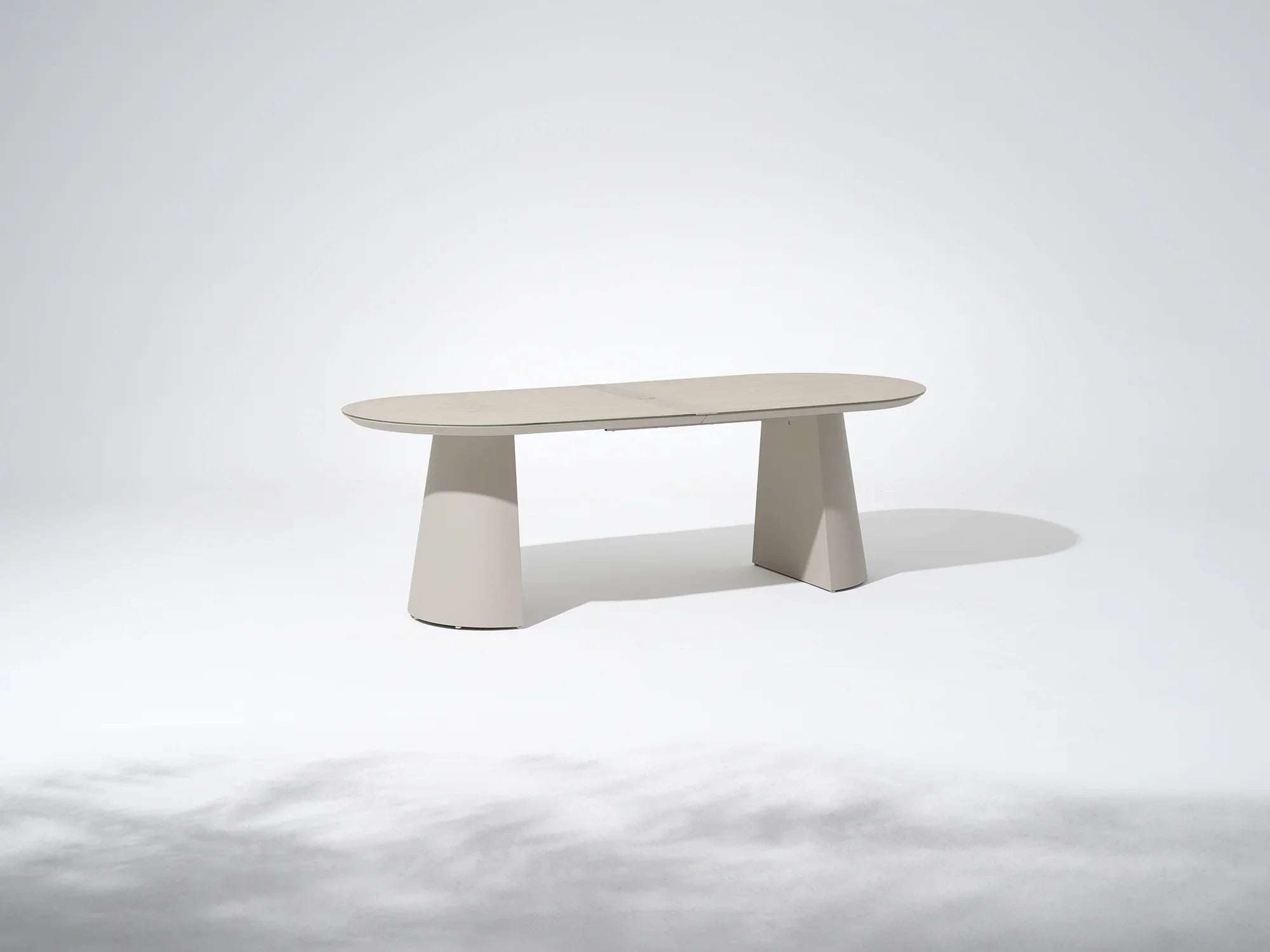 Modern white table with umbrella hole