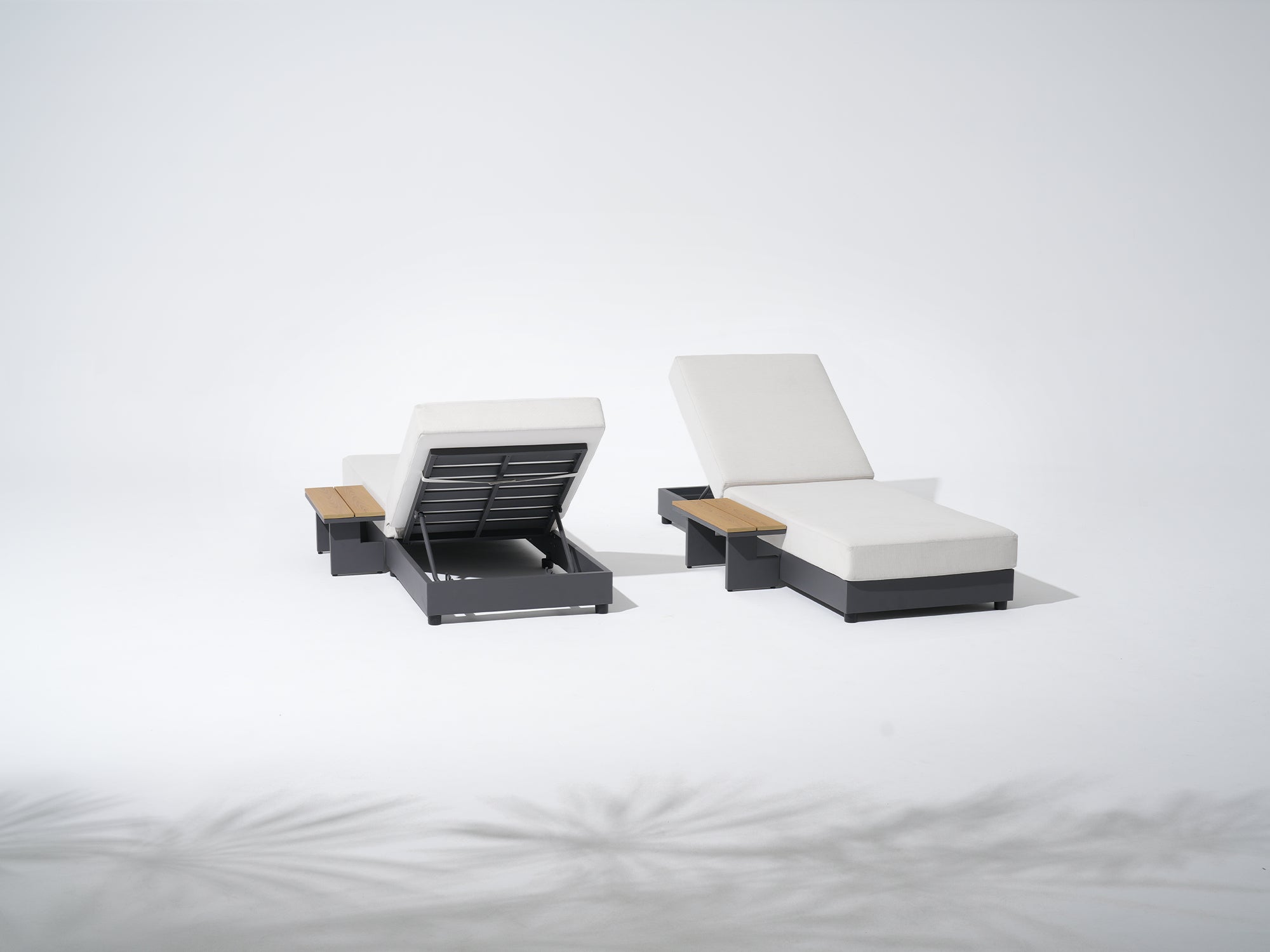 Addison Aluminum Outdoor Lounger with Side Table, Adjustable Backrest & Olefin Cushion
