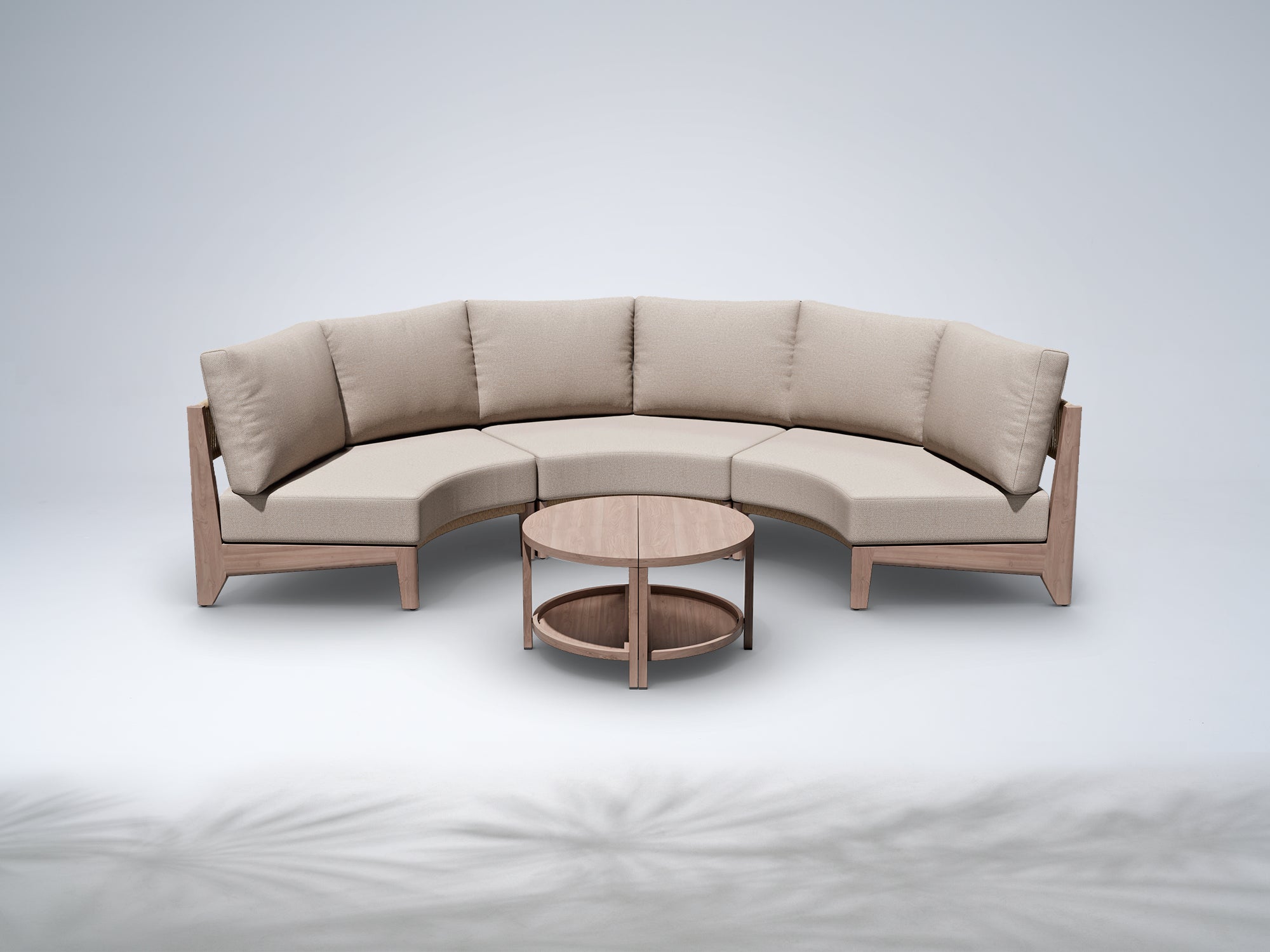 Arlo 5-Piece Outdoor Modular Conversation Lounge Set, Wood-Look, Aluminum Frame
