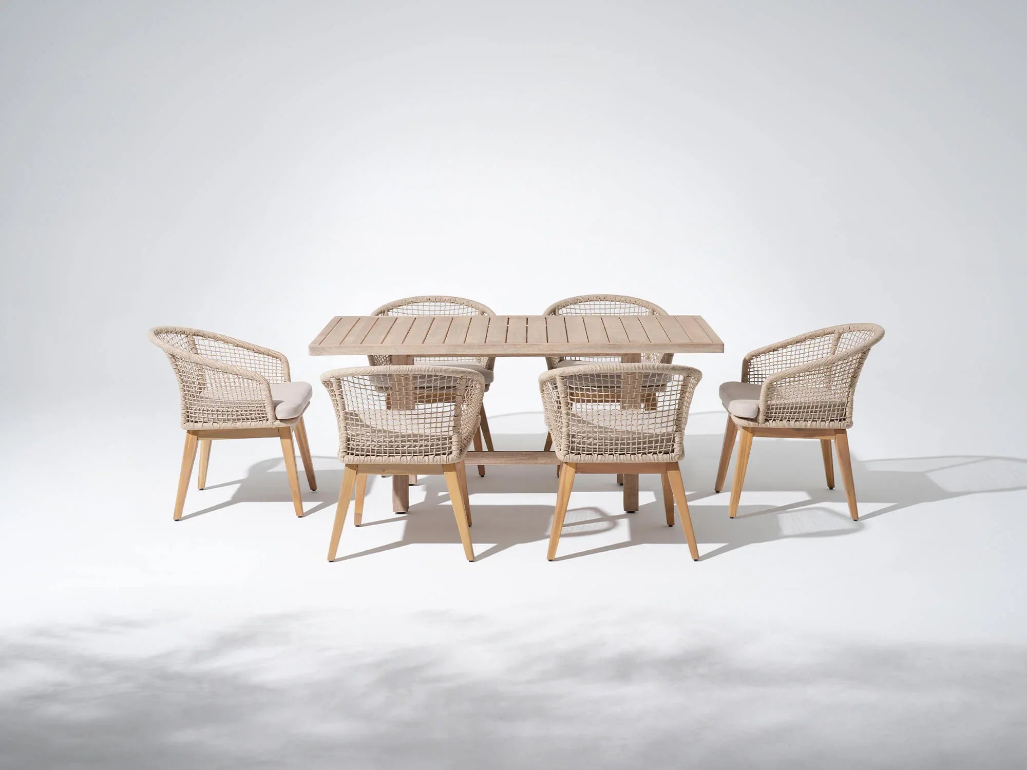 Noto acacia Wooden dining table with 6 matching chairs- Jardina Modern Premium Patio Outdoor Furniture