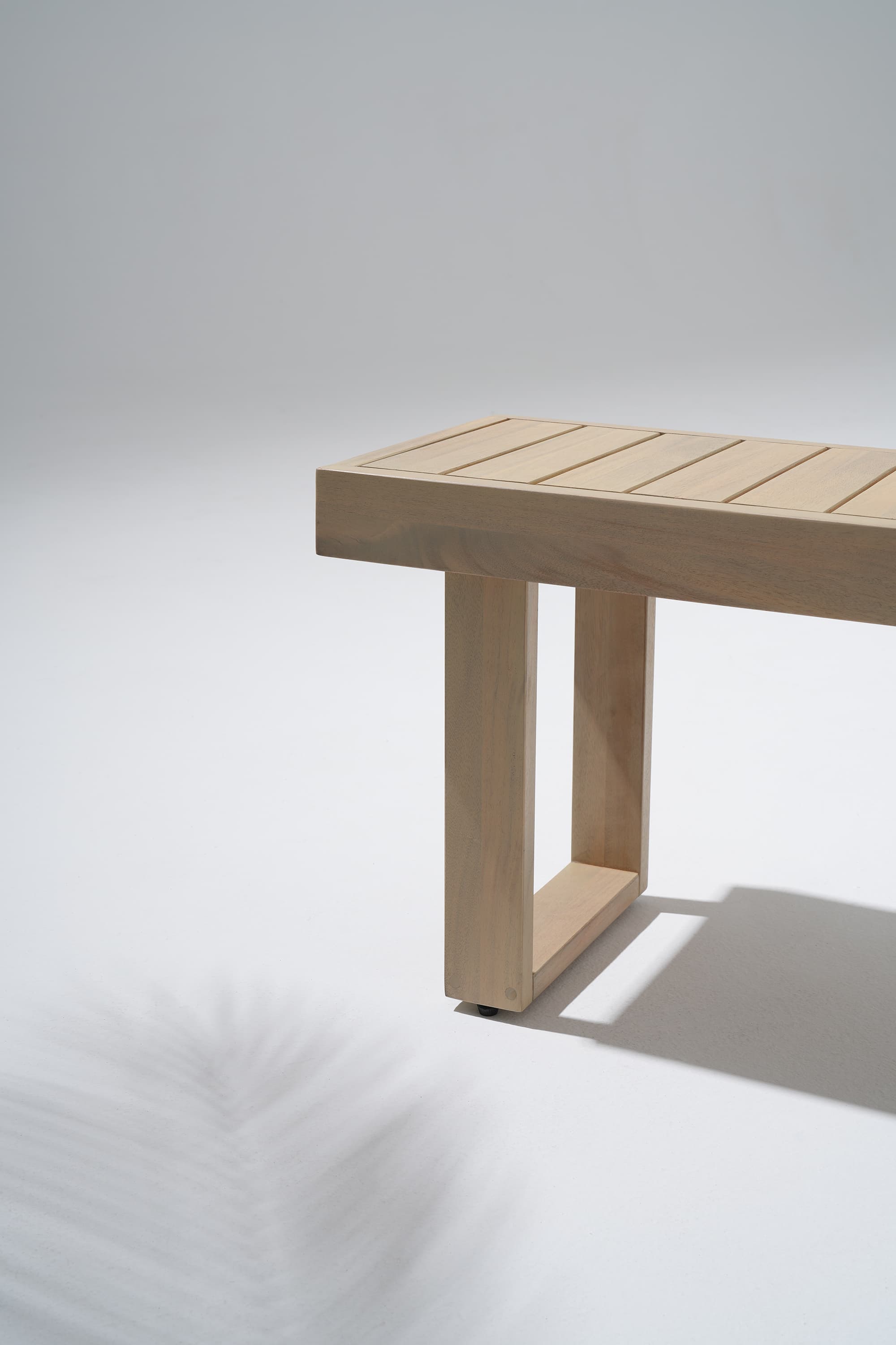 Outdoor Wood Bench with Sled Leg, Slatted Design, 63''