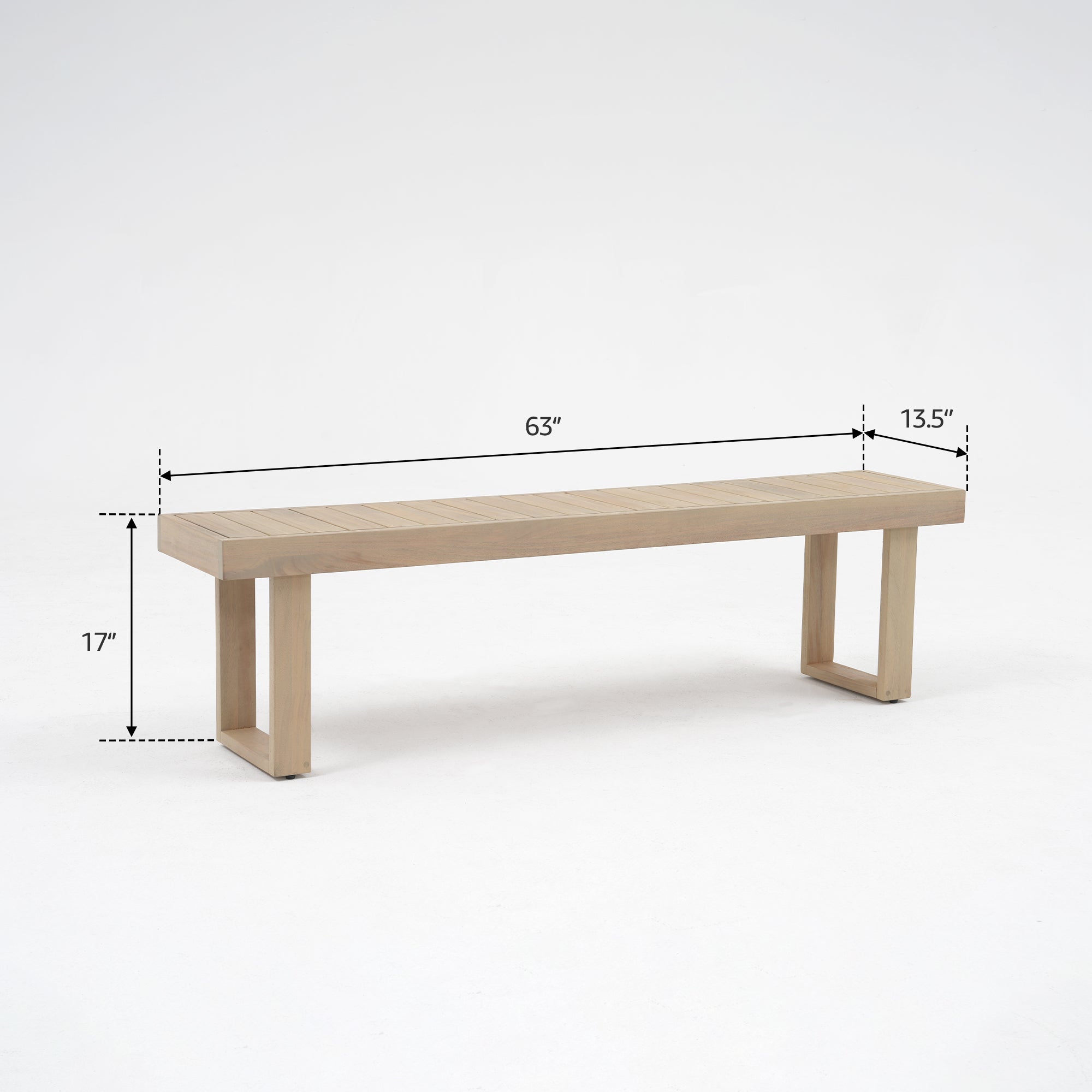 Wooden bench with dimensions
