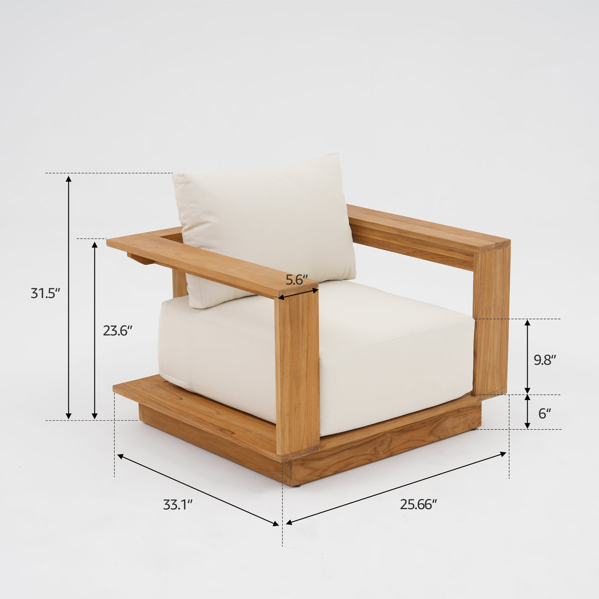 Braga FSC teak wood lounge chair with dimensions- Jardina