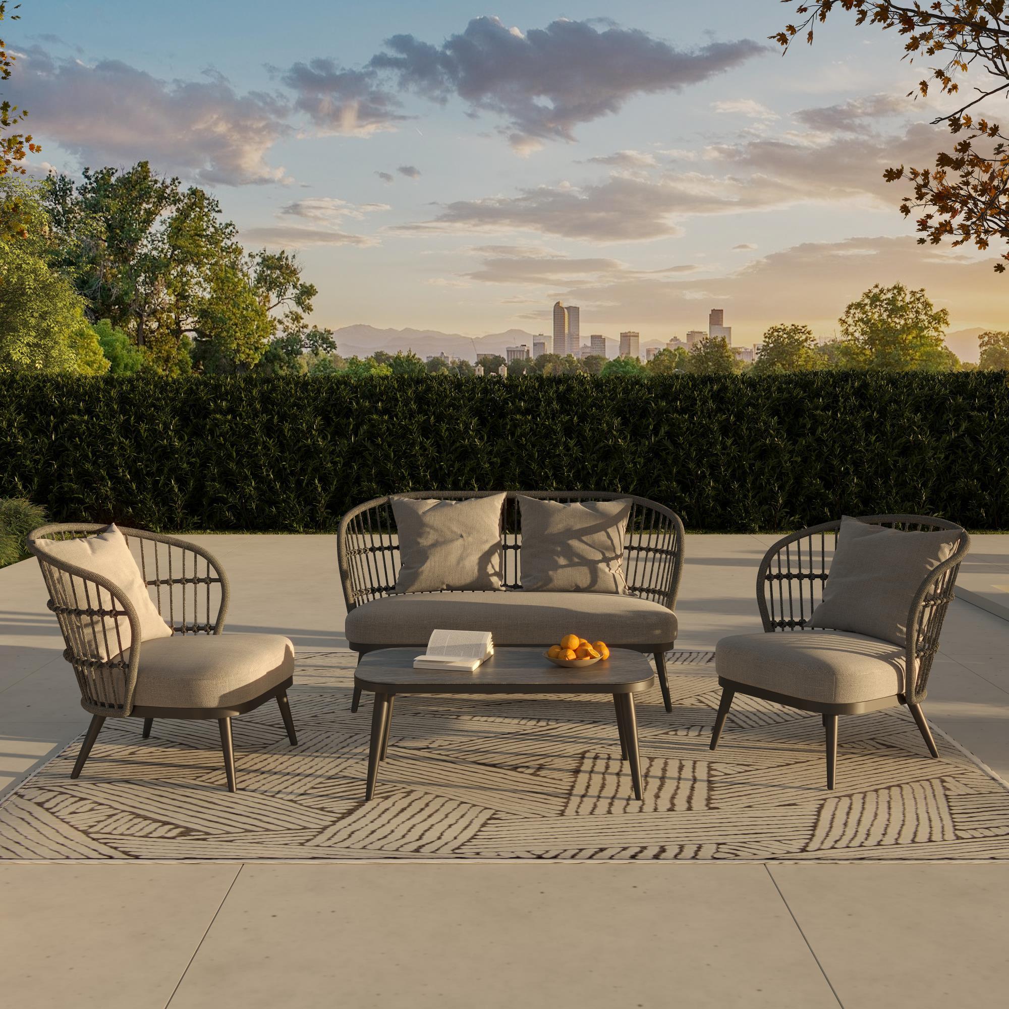 Comino Aluminum Outdoor Loveseat Set with Coffee Table