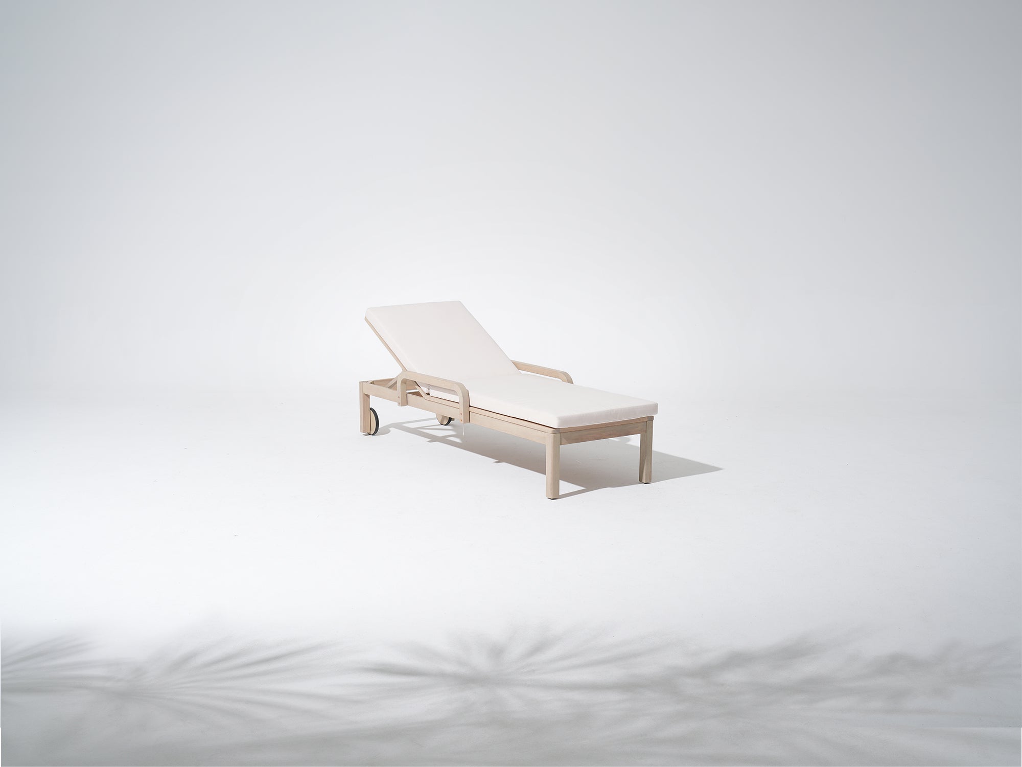 Cali Wooden Outdoor Lounger with Wheels, Adjustable Backrest & Thick Cushion
