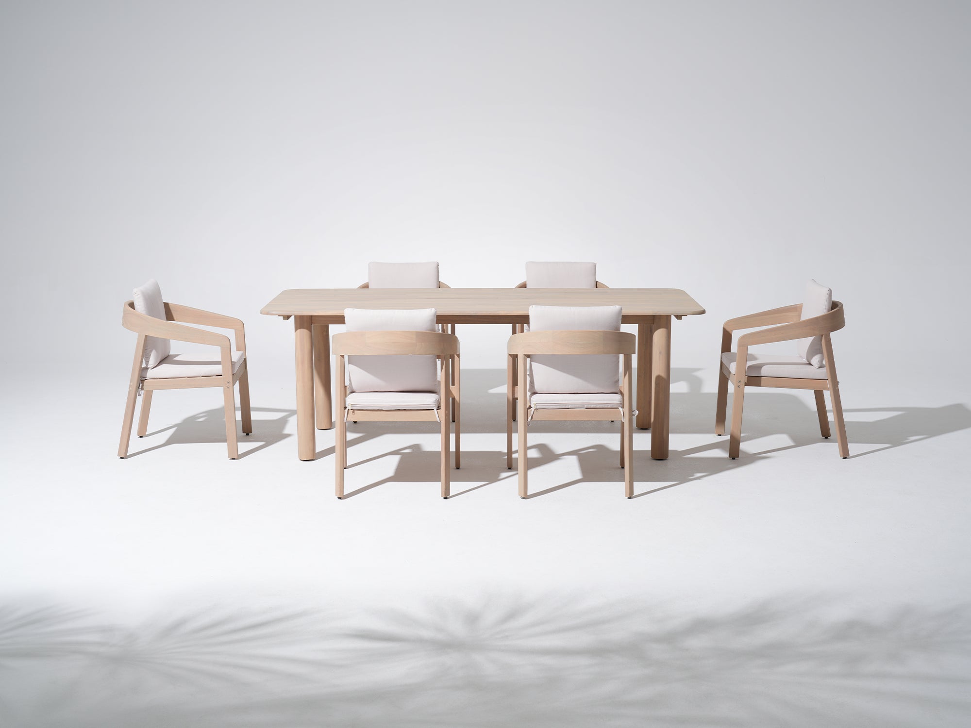 Cali Outdoor Rustic Wood Dining Set with Slatted Table for 6-8 Seats, 86.6"