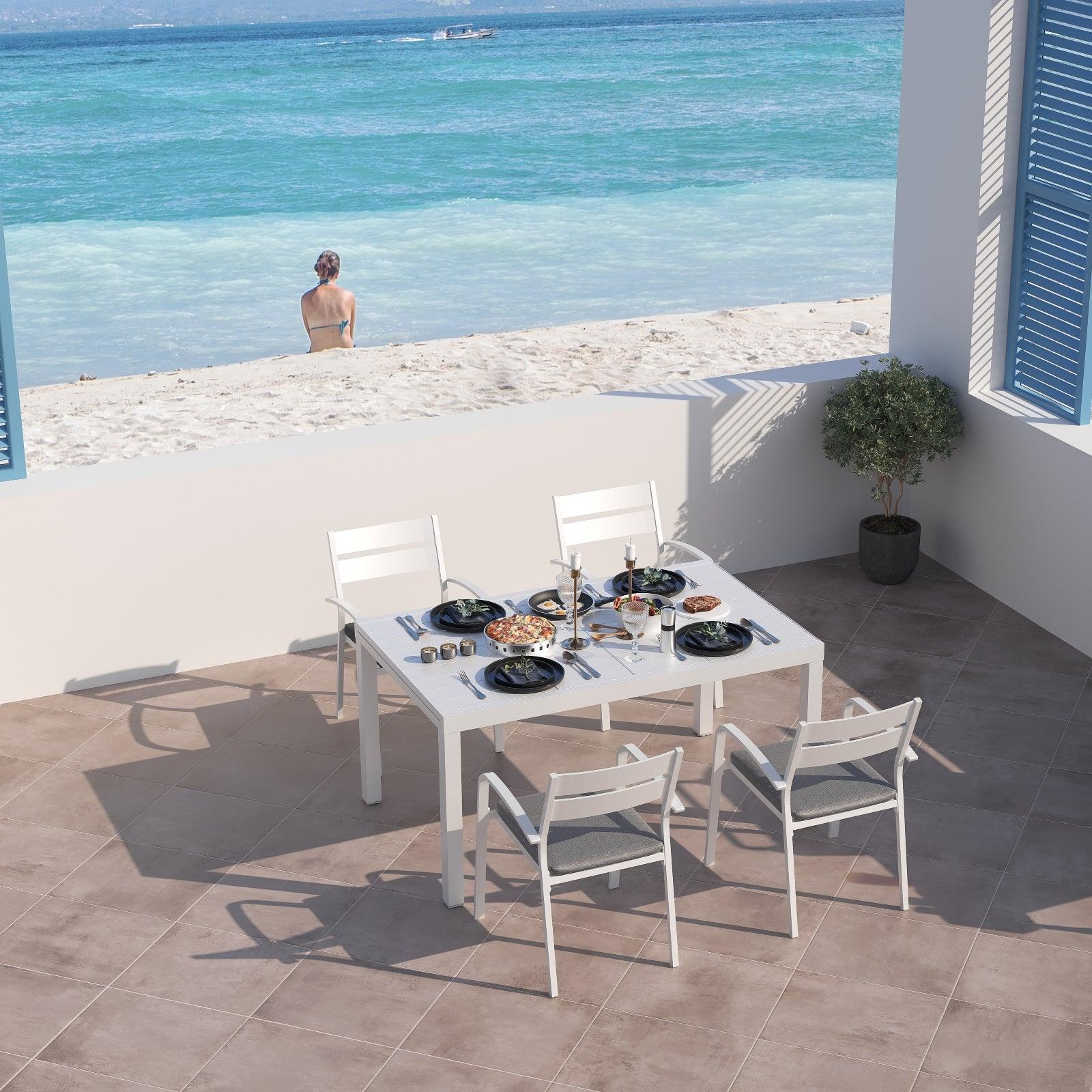 Salina white Aluminum Outdoor Dining set for 4 people - Jardina Furniture#color_White