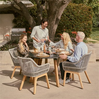 Plena 48.4'' Laguna Round Outdoor Dining Table - Teak Legs