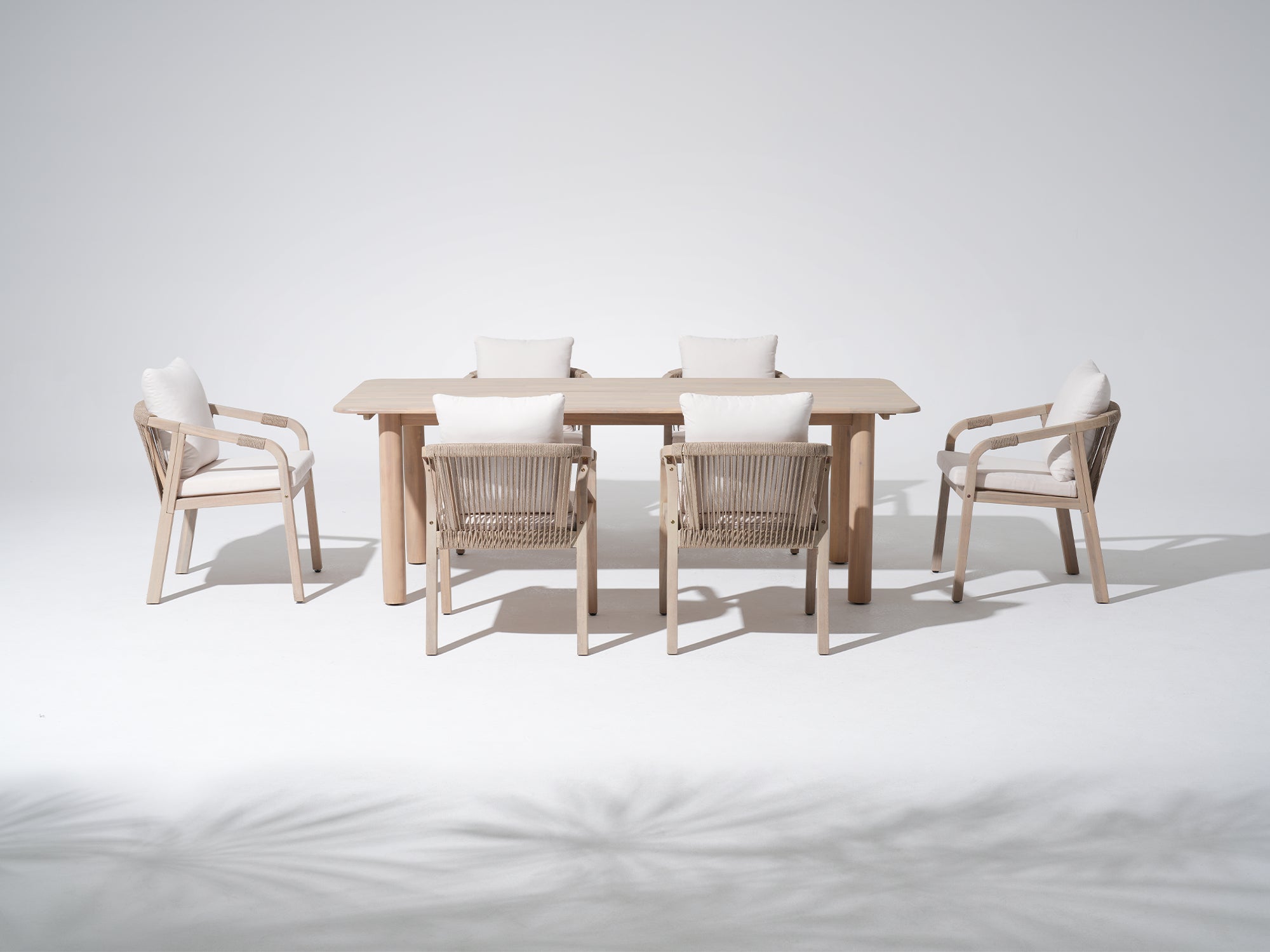 Cali Outdoor Rustic Wood Dining Set with Slatted Table for 6-8 Seats, 86.6"