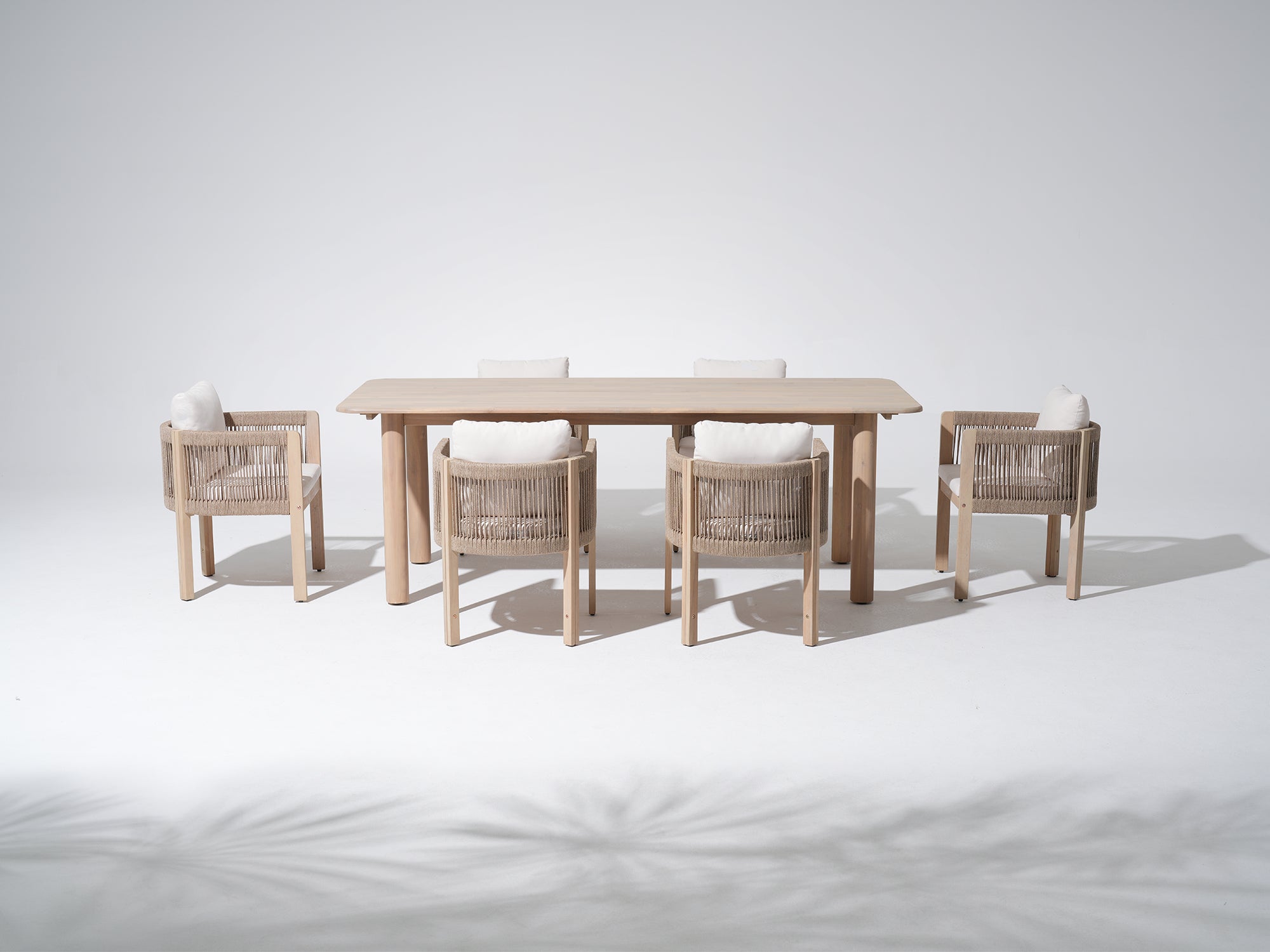 Foristern Wooden Outdoor Dining Set for 8 People, 86.6" Slatted Table with Rounded Edges