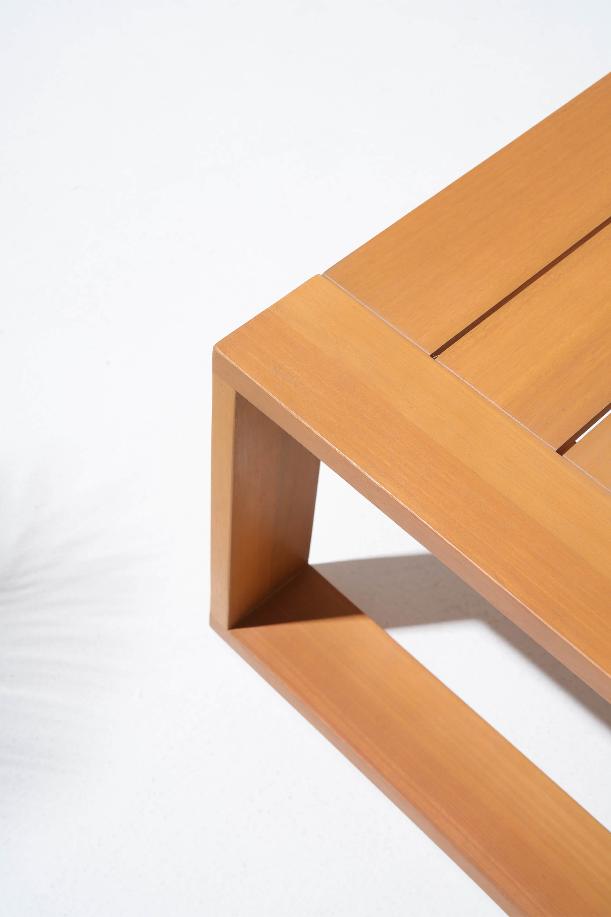 Wooden bench with a light brown finish