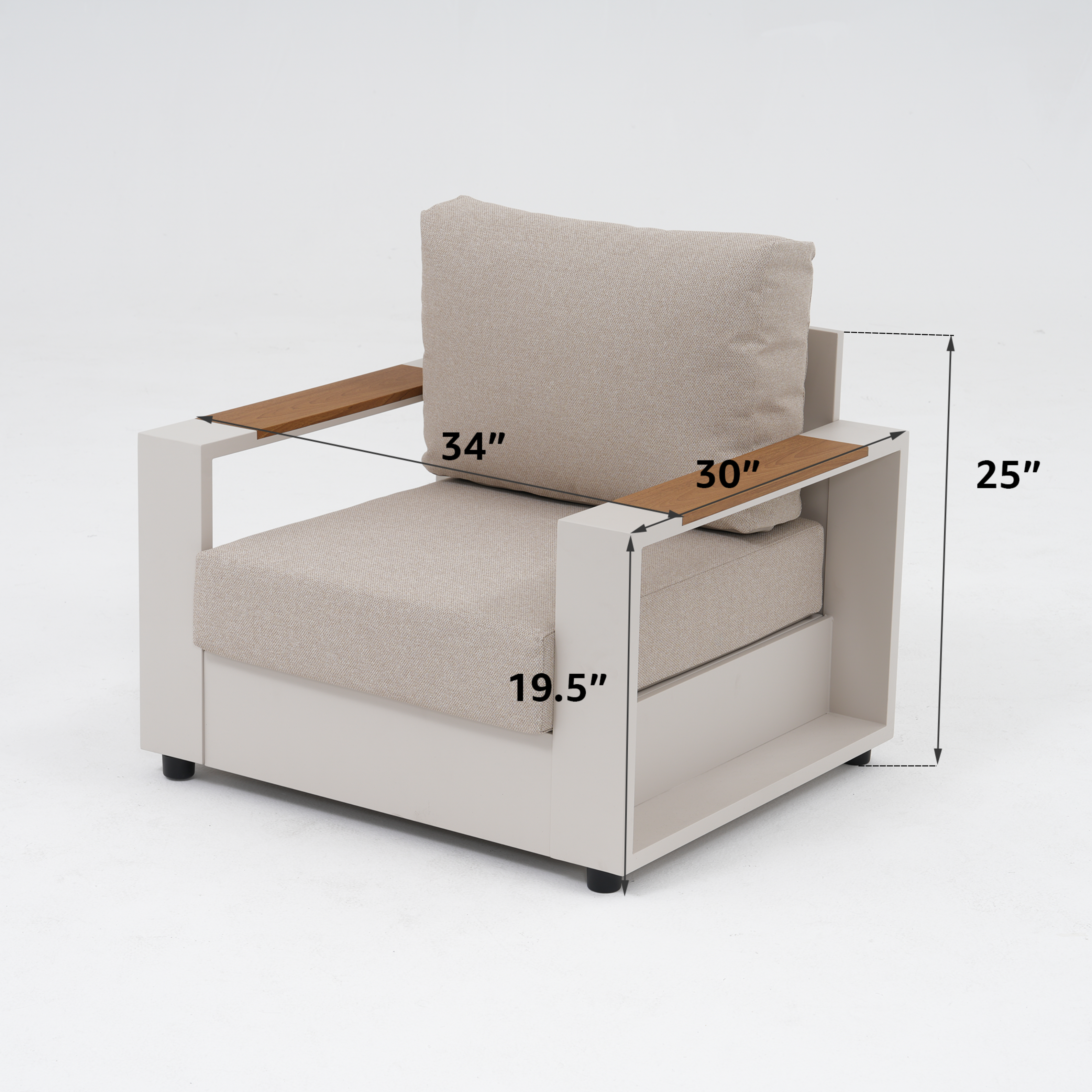 Addison Aluminum Outdoor Lounge Chair, Linen Olefin Cushion,Set of 2