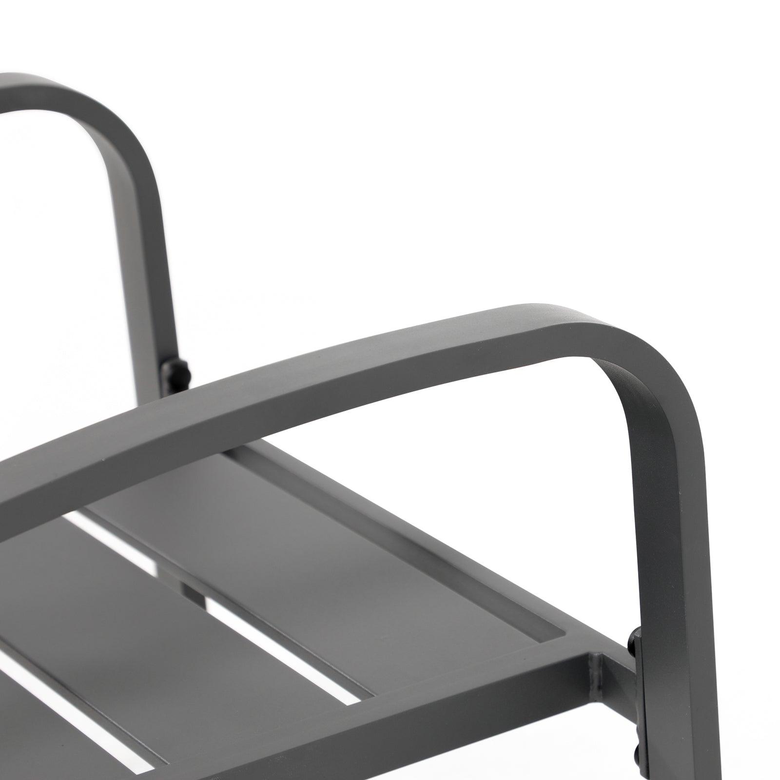 Salina gray Aluminum Outdoor Dining chair armrest detail - Jardina Furniture#color_Grey