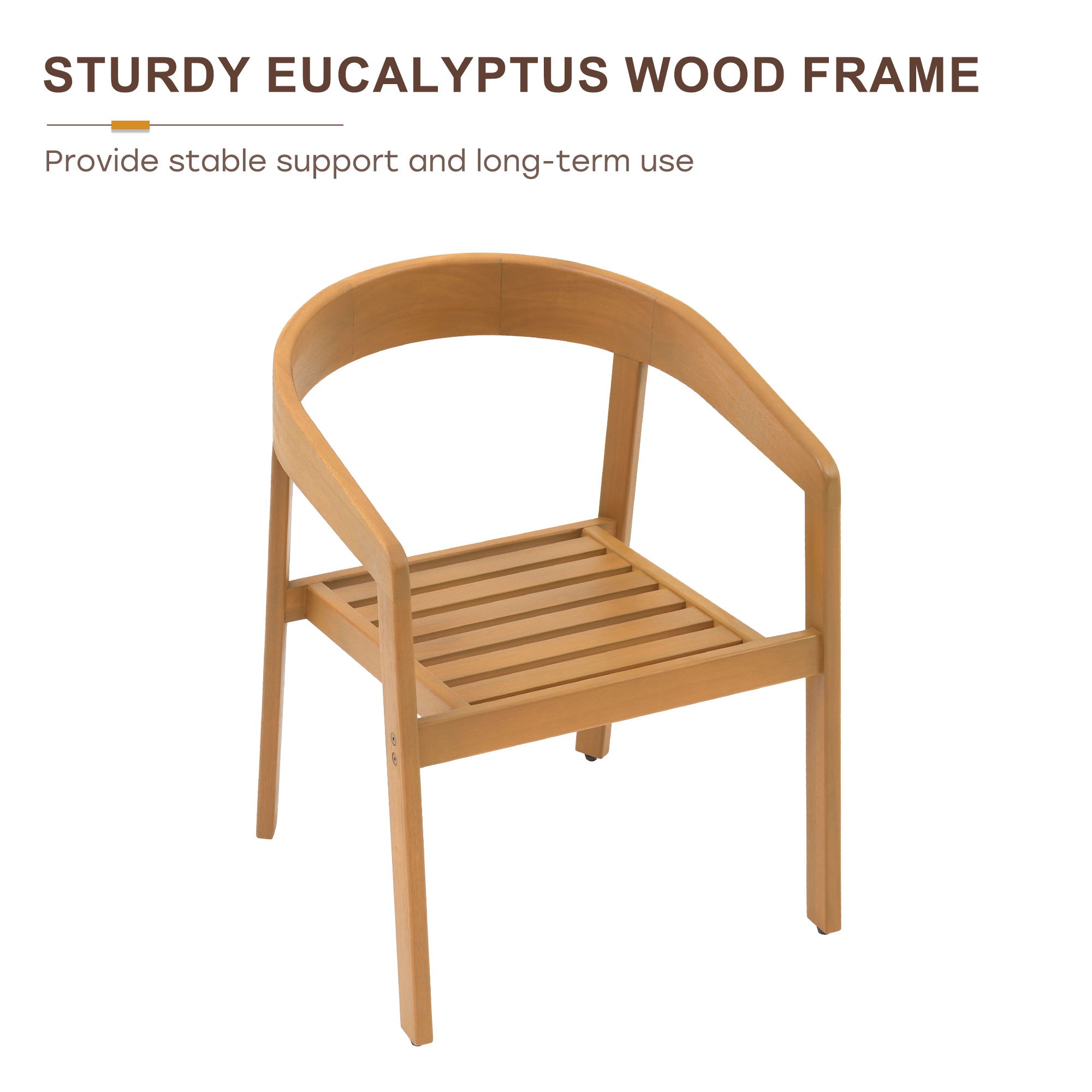 Wooden chair with eucalyptus wood frame detail - Jardina’s Modern Premium Outdoor Furniture
