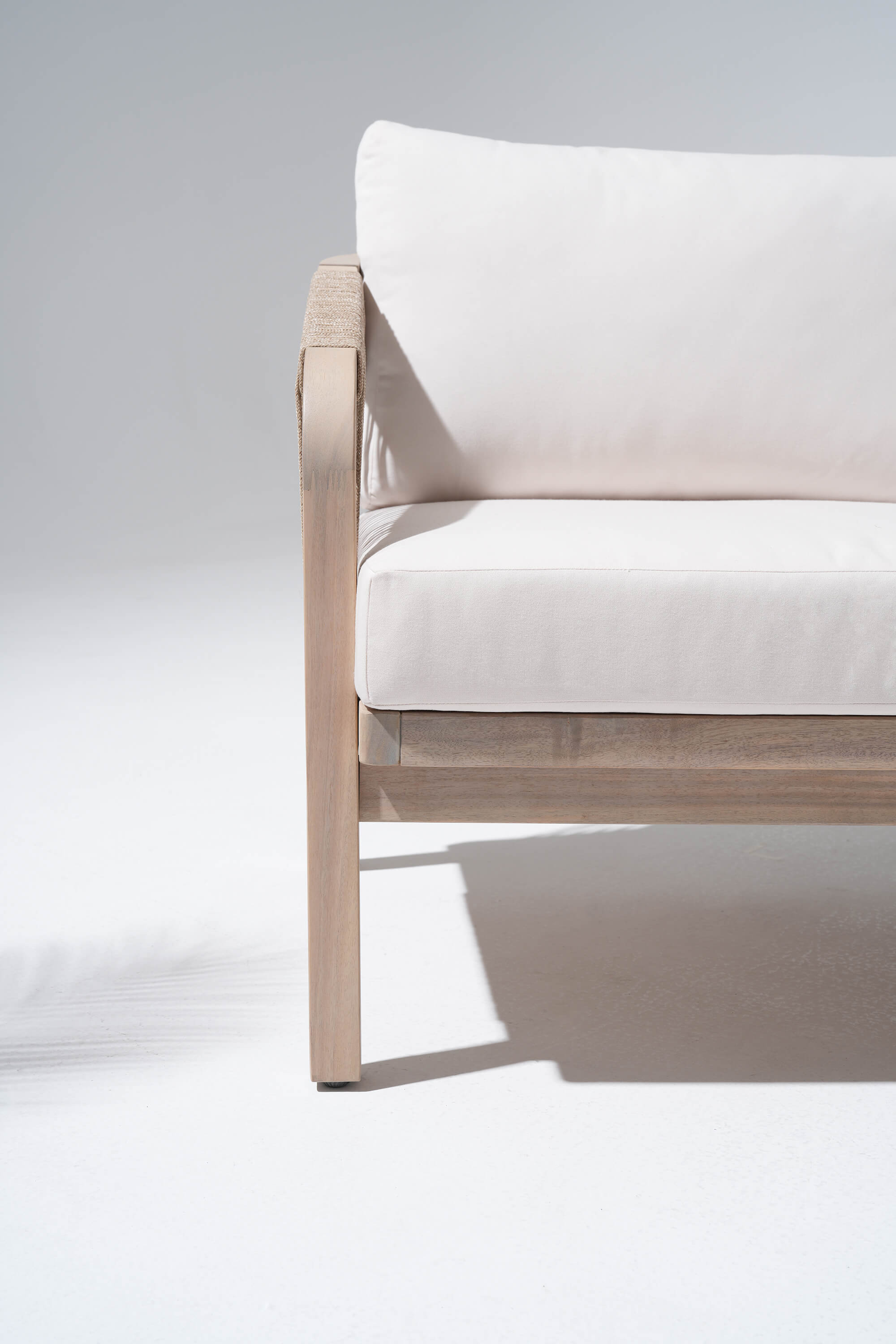 Foristern Modular Wood Corner Sofa with Fire Pit, Rope Design