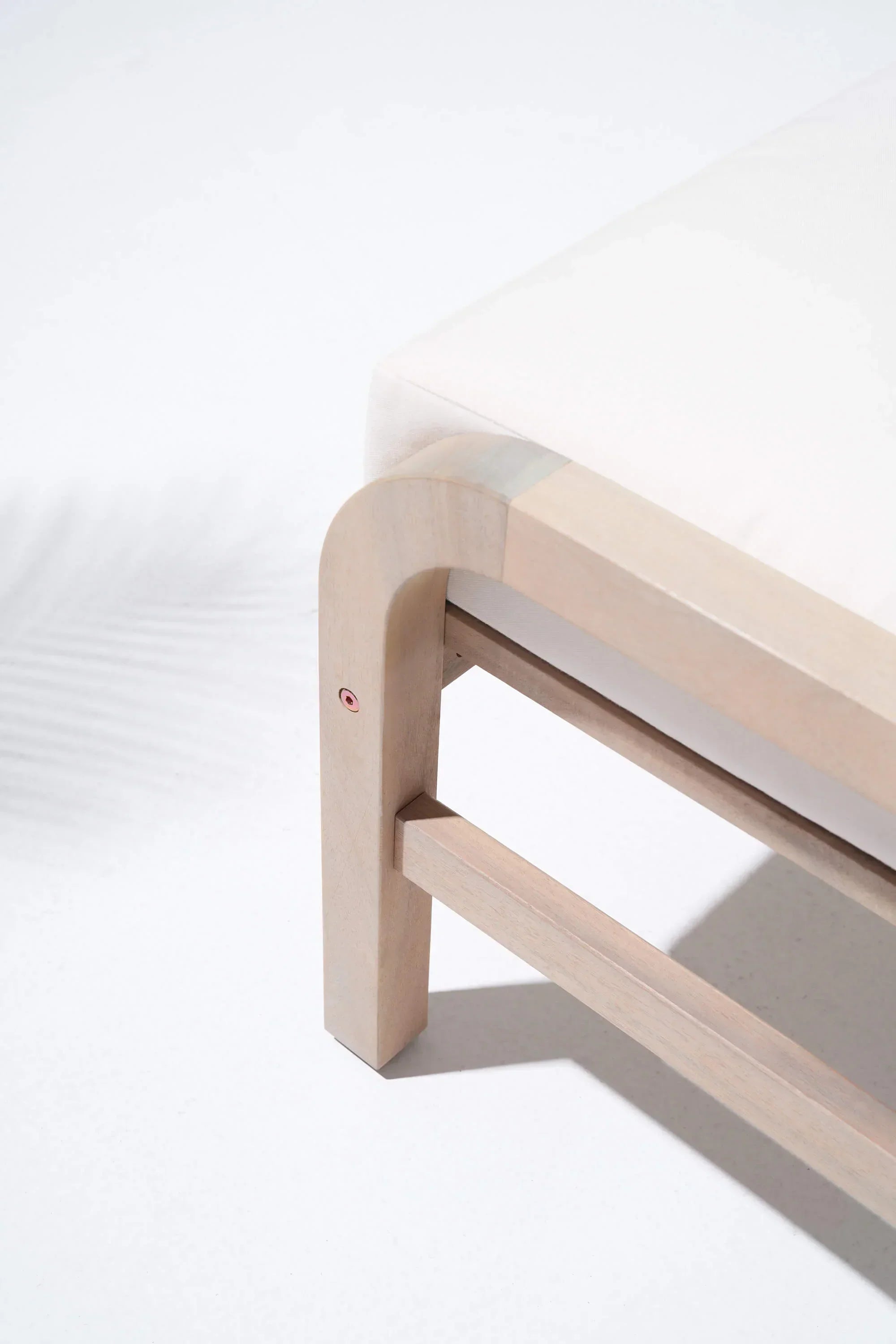 acacia Wooden ottoman with beige cushions - Jardina Modern Premium Outdoor Patio Furniture Sets