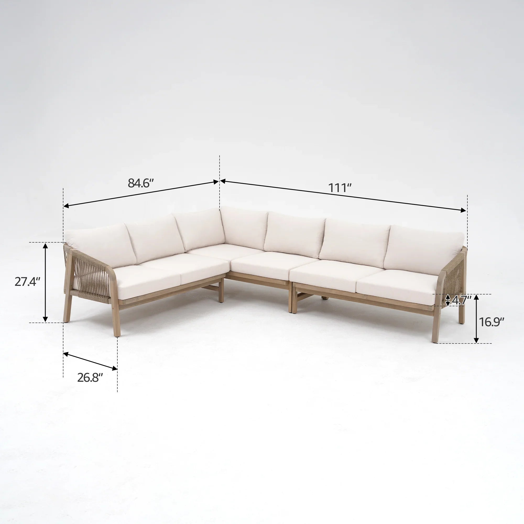 Sectional outdoor sofa with dimensions