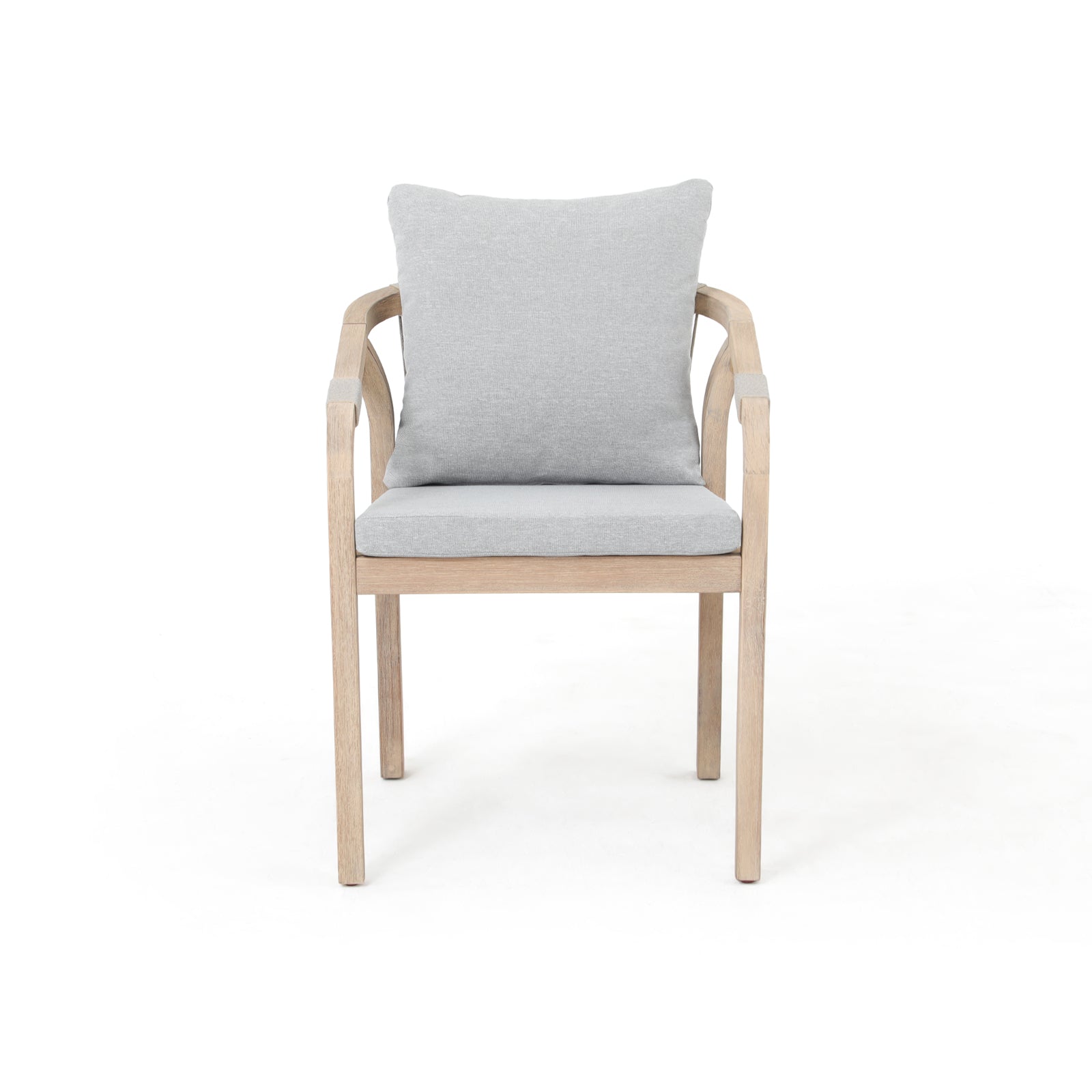 Thalea Wooden Outdoor Patio Dining dining chairs with gray seat and back cushions, gray rope design - Jardina Premium Modern Outdoor Patio Dining Furniture