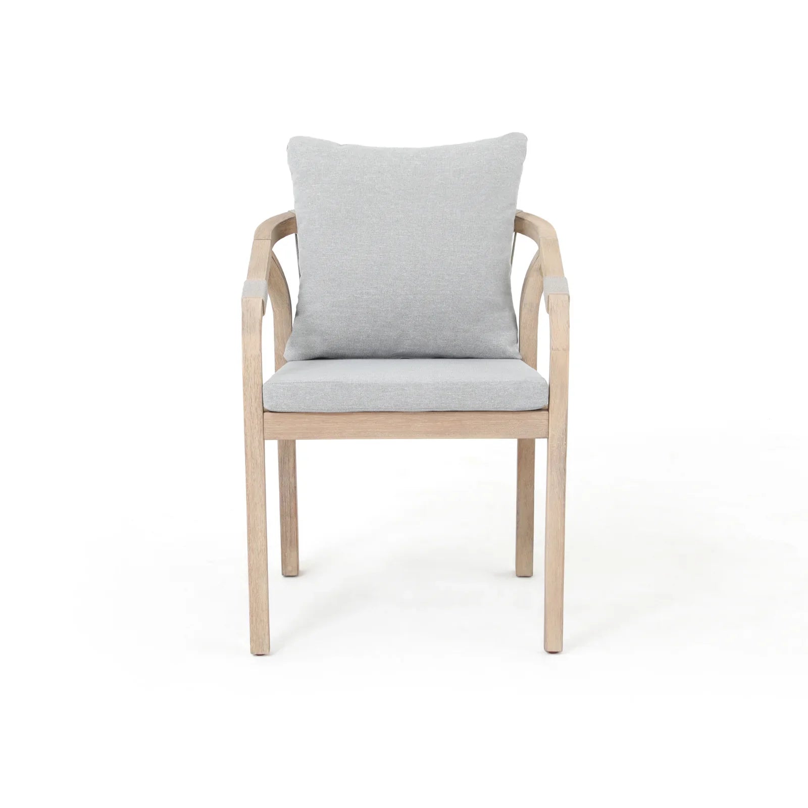 Thalea Wooden Outdoor Patio Dining dining chairs with gray seat and back cushions, gray rope design - Jardina Premium Modern Outdoor Patio Dining Furniture