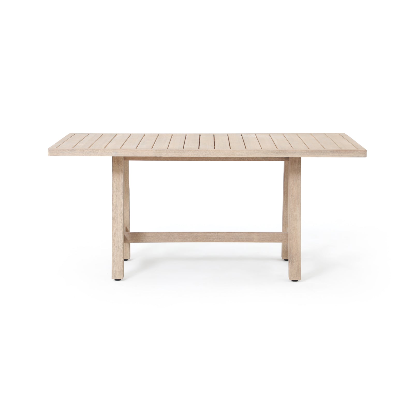 Textured Rectangular Wooden Outdoor Dining Table for 6 People, 67"