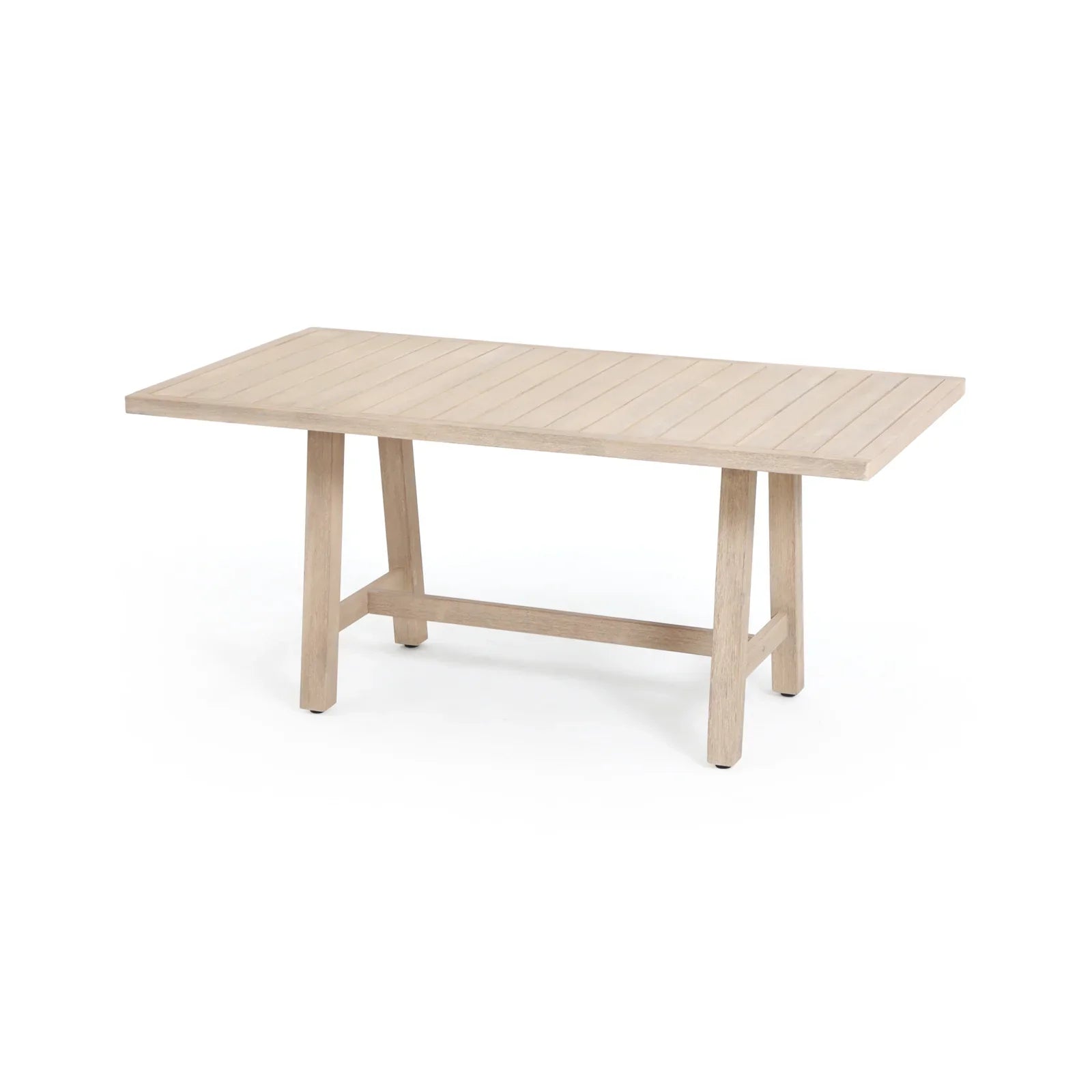 Textured Rectangular Wooden Outdoor Dining Table for 6 People, 67"