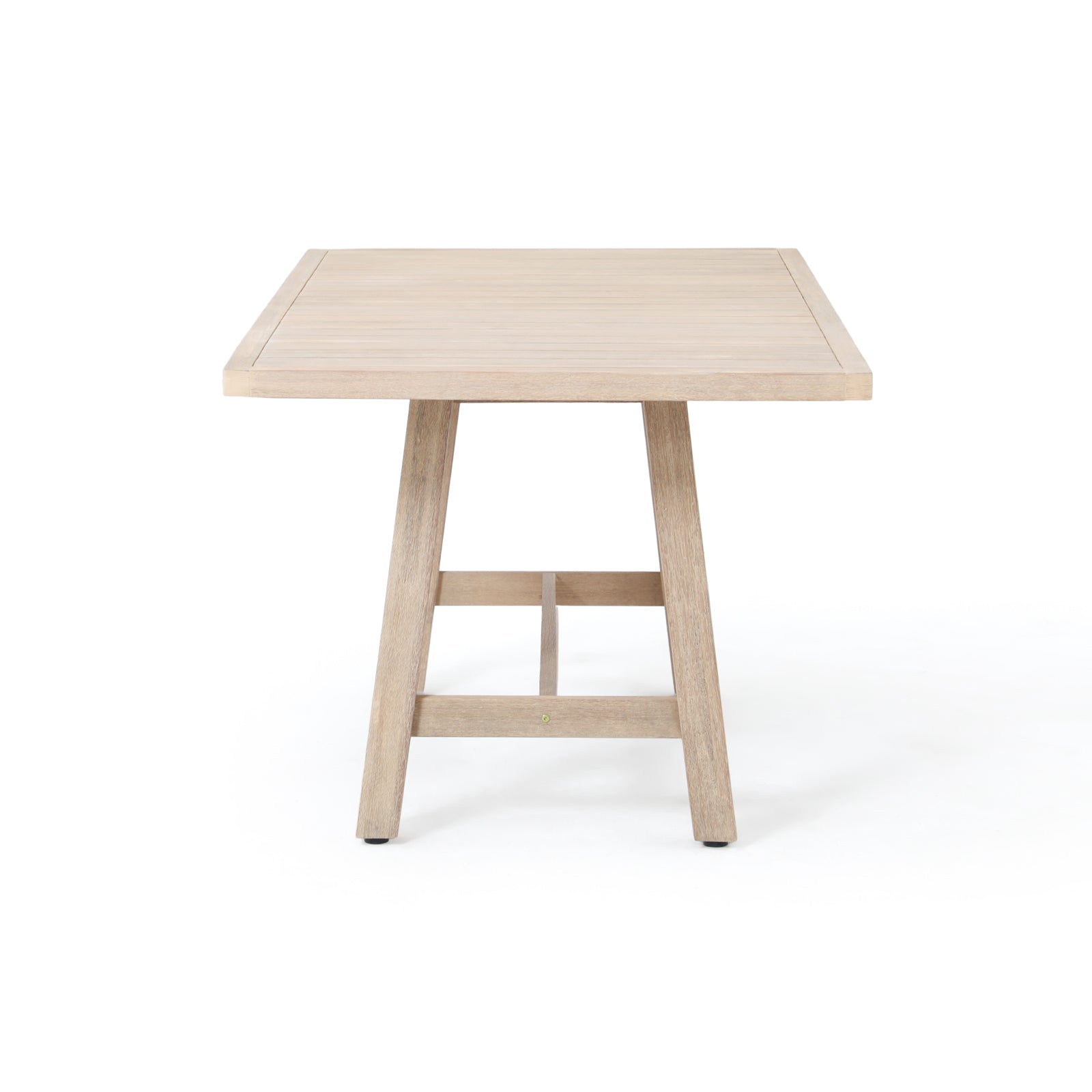 acacia wooden dining table side angle- Jardina Modern Premium Patio Outdoor Furniture