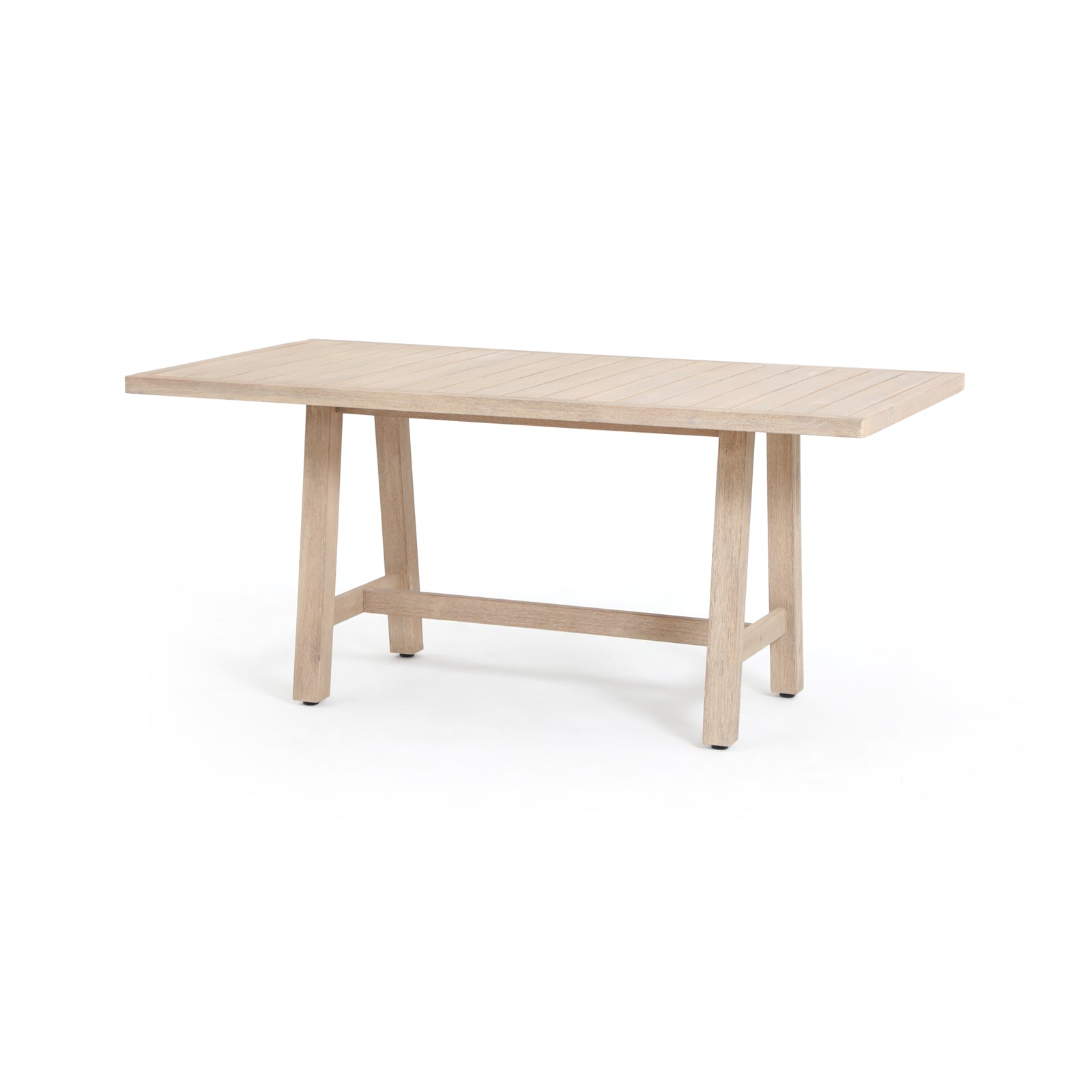 Textured Rectangular Wooden Outdoor Dining Table for 6 People, 67"