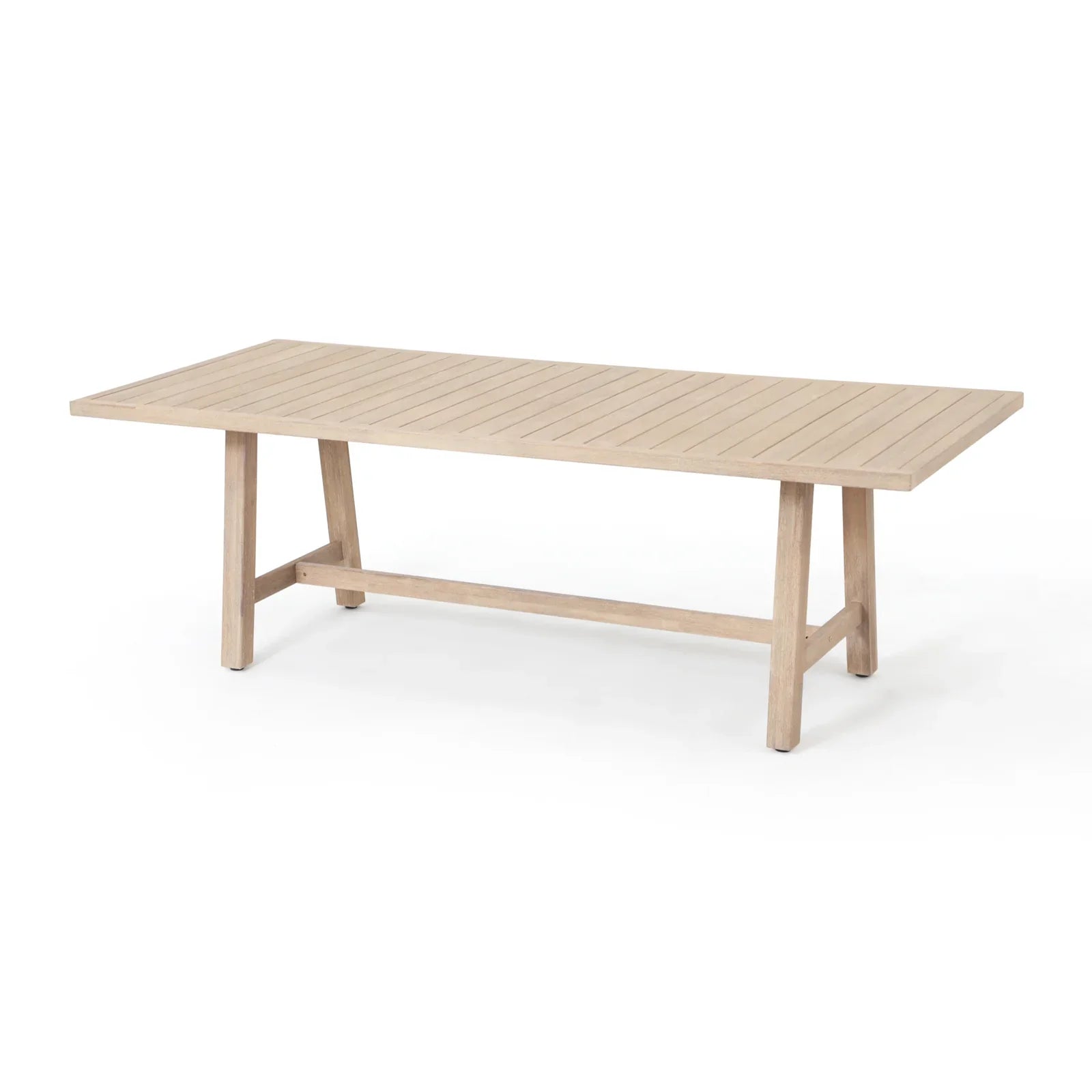 Textured Rectangular Wood Outdoor Dining Table for 8 People, 90.6"