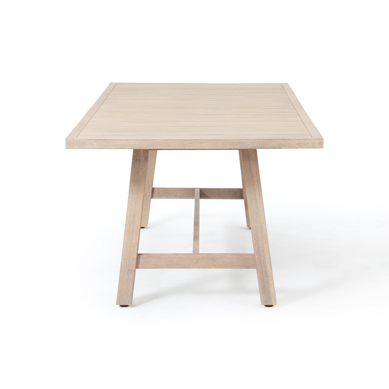 Textured Rectangular Wood Outdoor Dining Table for 8 People, 90.6"