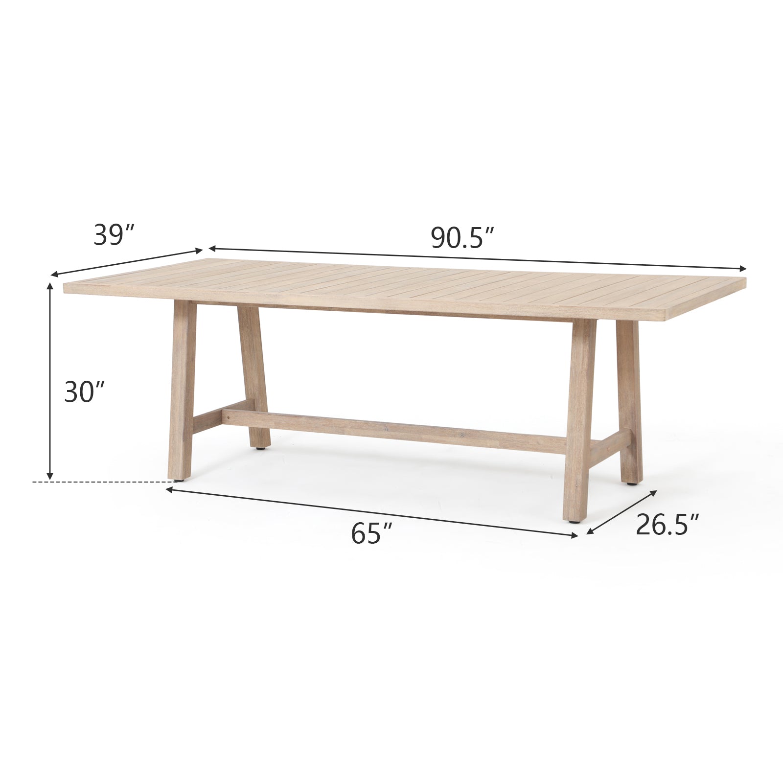 Thalea Rectangular Wood Outdoor Dining Table for 8 People, 90.6"
