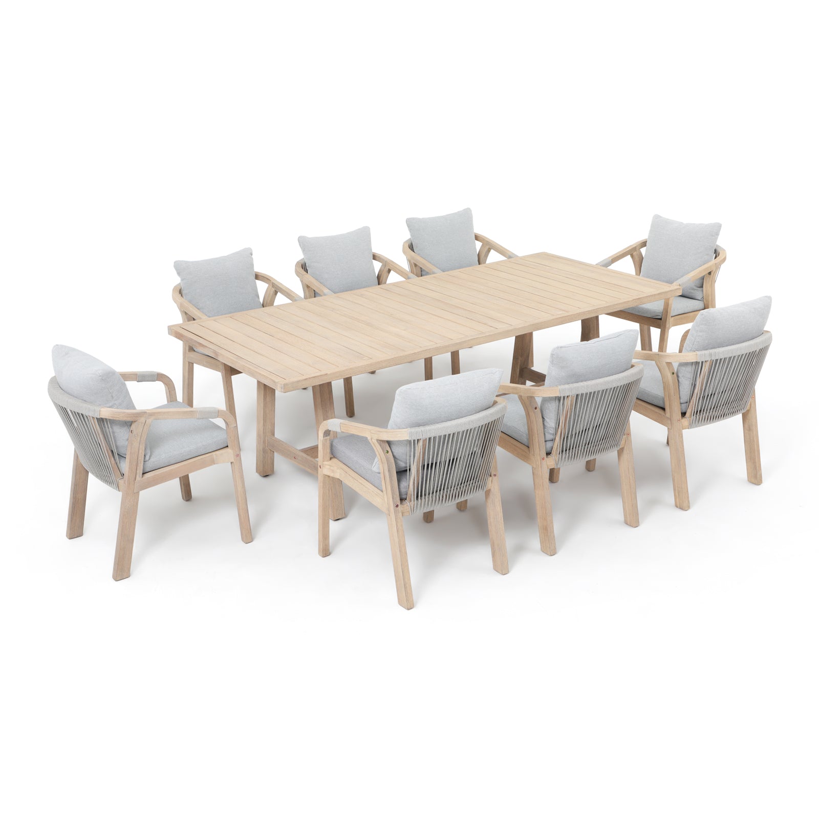 Thalea Rectangular Wooden Dining Set for 8 People, 90.6''