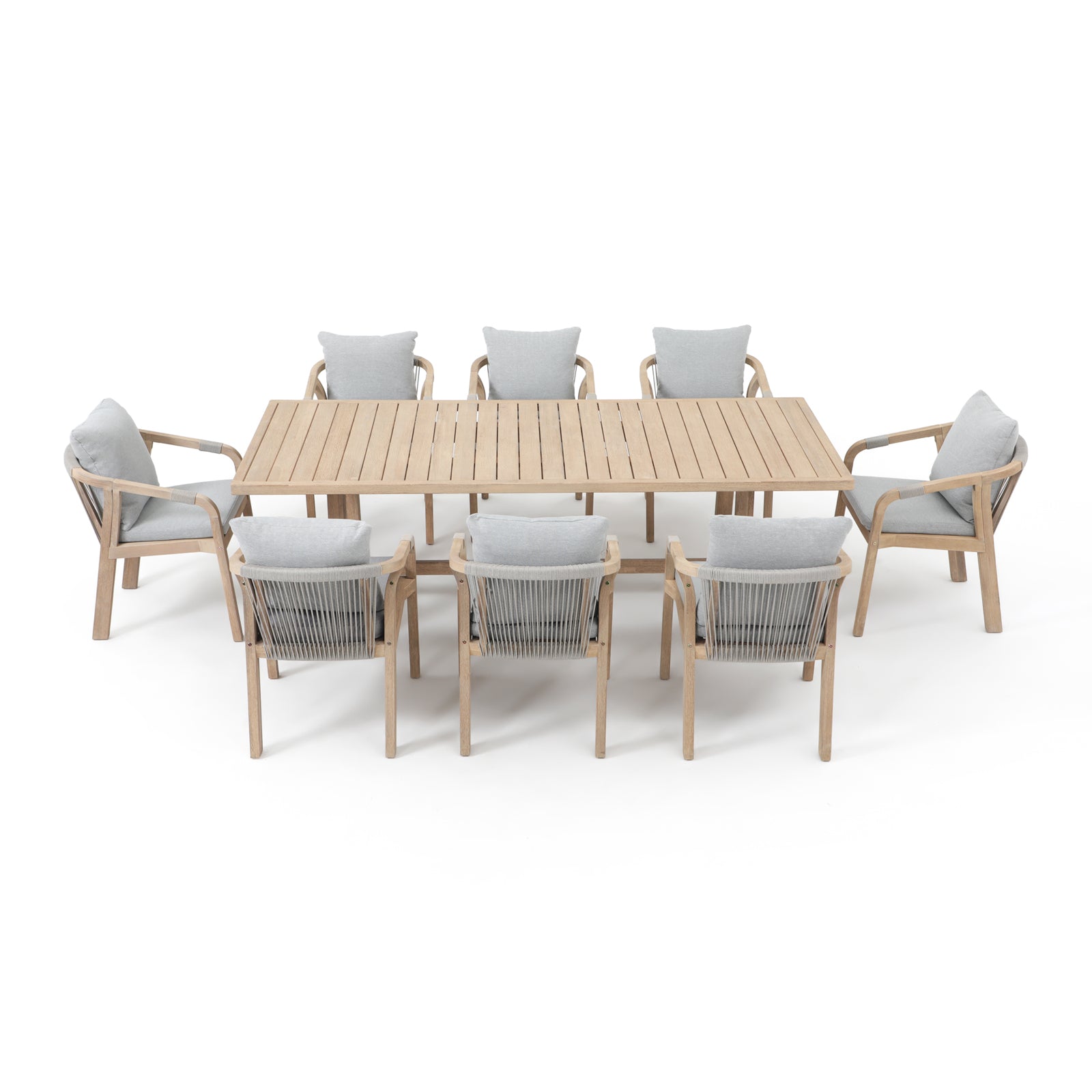 Thalea Rectangular Wooden Dining Set for 8 People, 90.6'' with Umbrella Hole