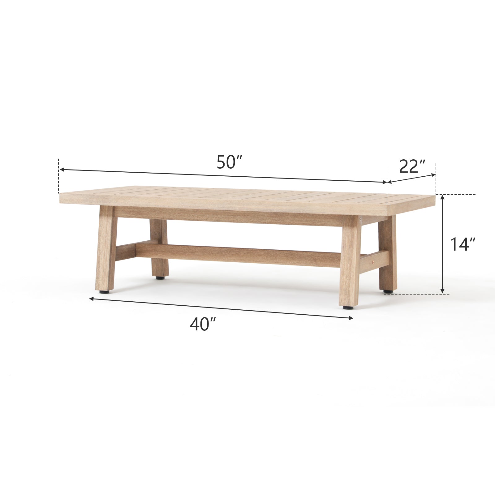 Thalea Textured 50" Rectangular Wooden Patio Coffee Table