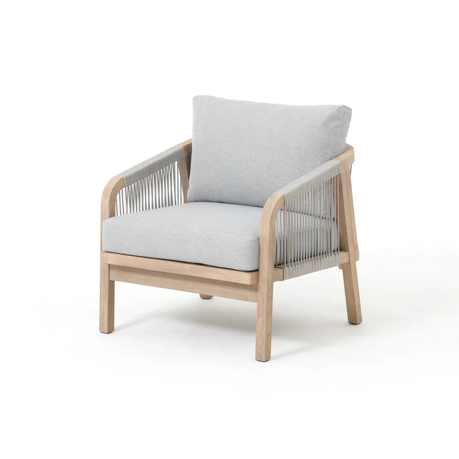 Thalea Textured Outdoor Modern Wooden Rope Lounge Chairs, Set of 2