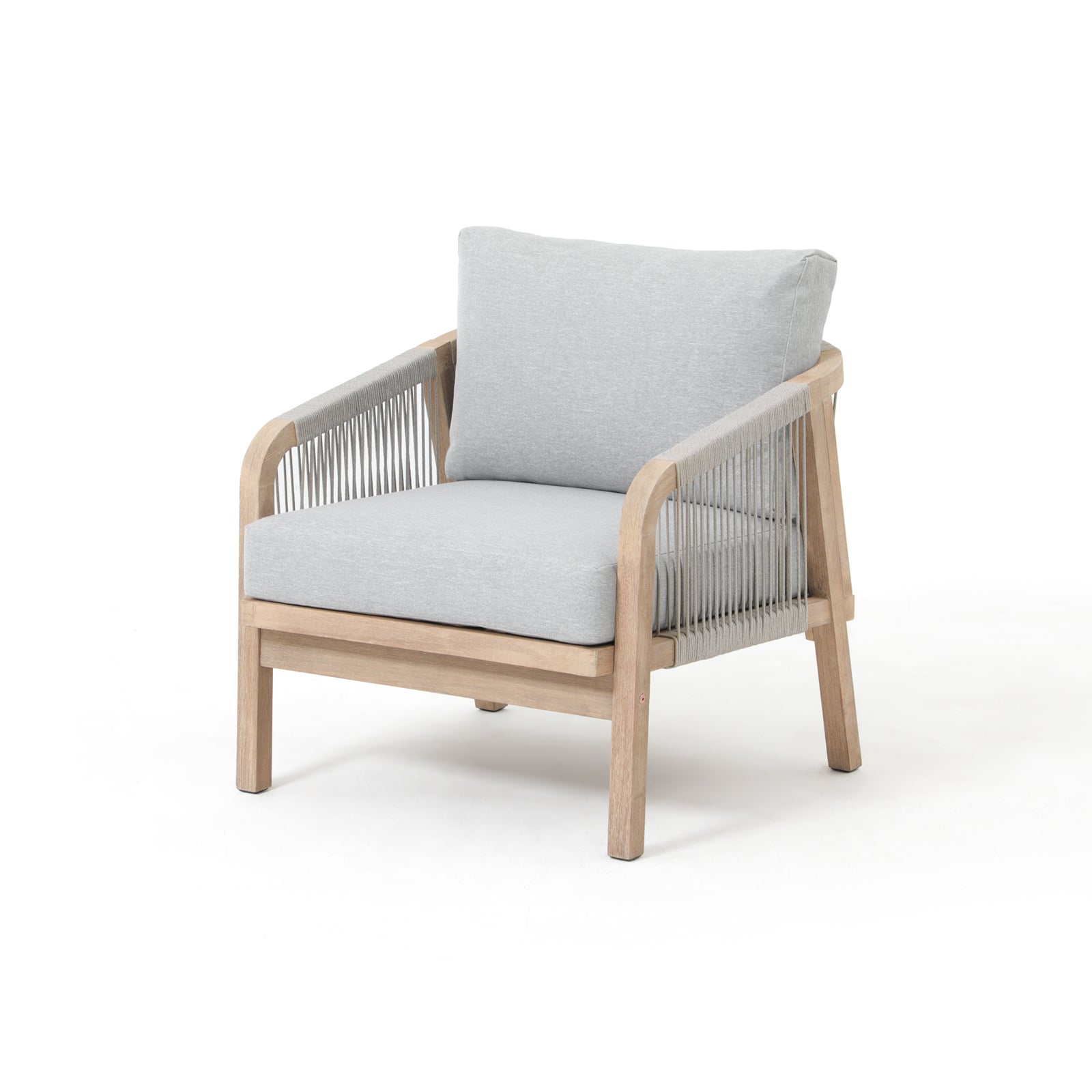 Thalea Textured Outdoor Modern Wooden Rope Lounge Chairs, Set of 2