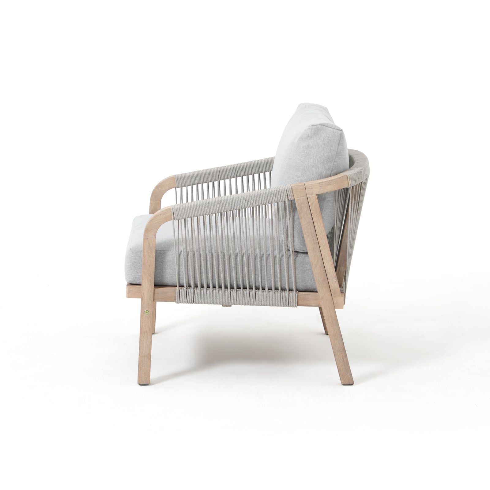 Thalea Textured Outdoor Modern Wooden Rope Lounge Chairs, Set of 2